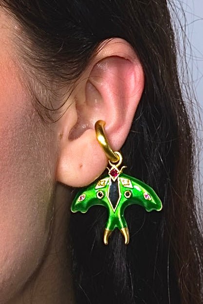Luna Moth Enamel Ear Cuff (Gold) Jewelry Vesper Obscura