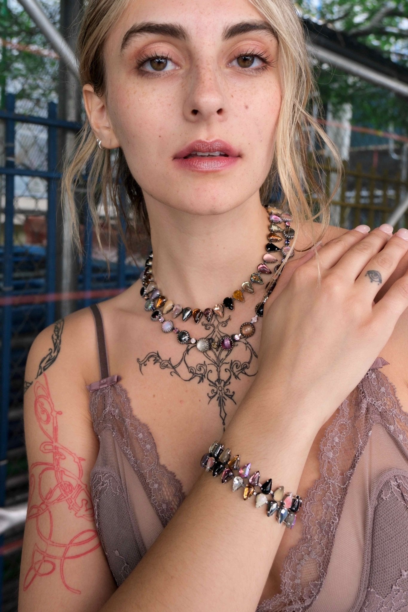 Double Mini Fang Bracelet in Punk Rocks (Silver) Jewelry Vesper Obscura