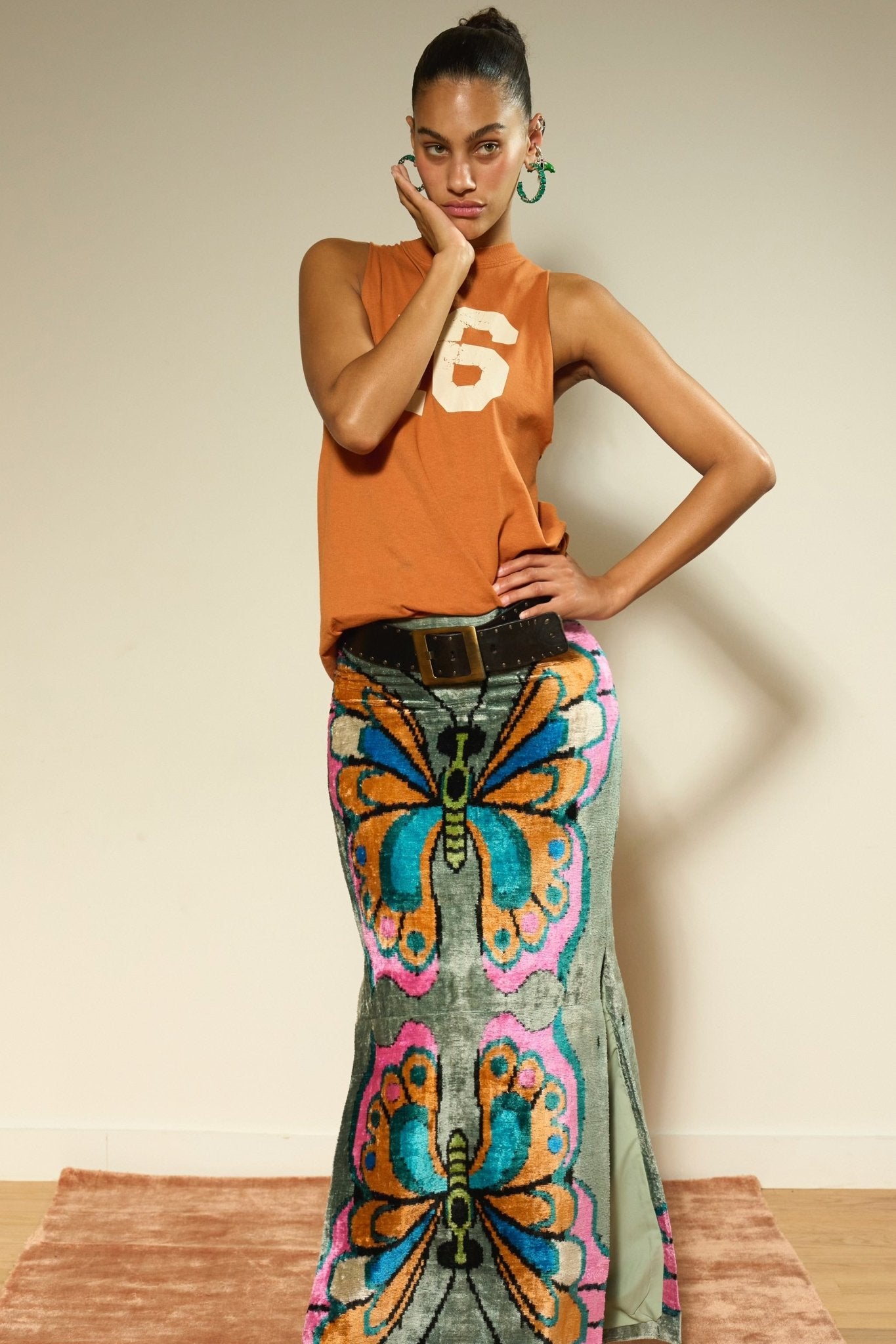 Uzbek Silk Velvet Butterfly Skirt