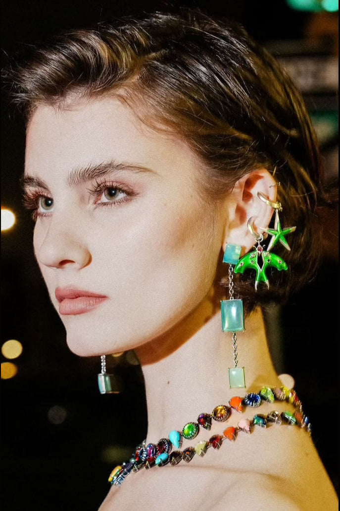 Luna Moth Enamel Ear Cuff (Silver) Jewelry Vesper Obscura