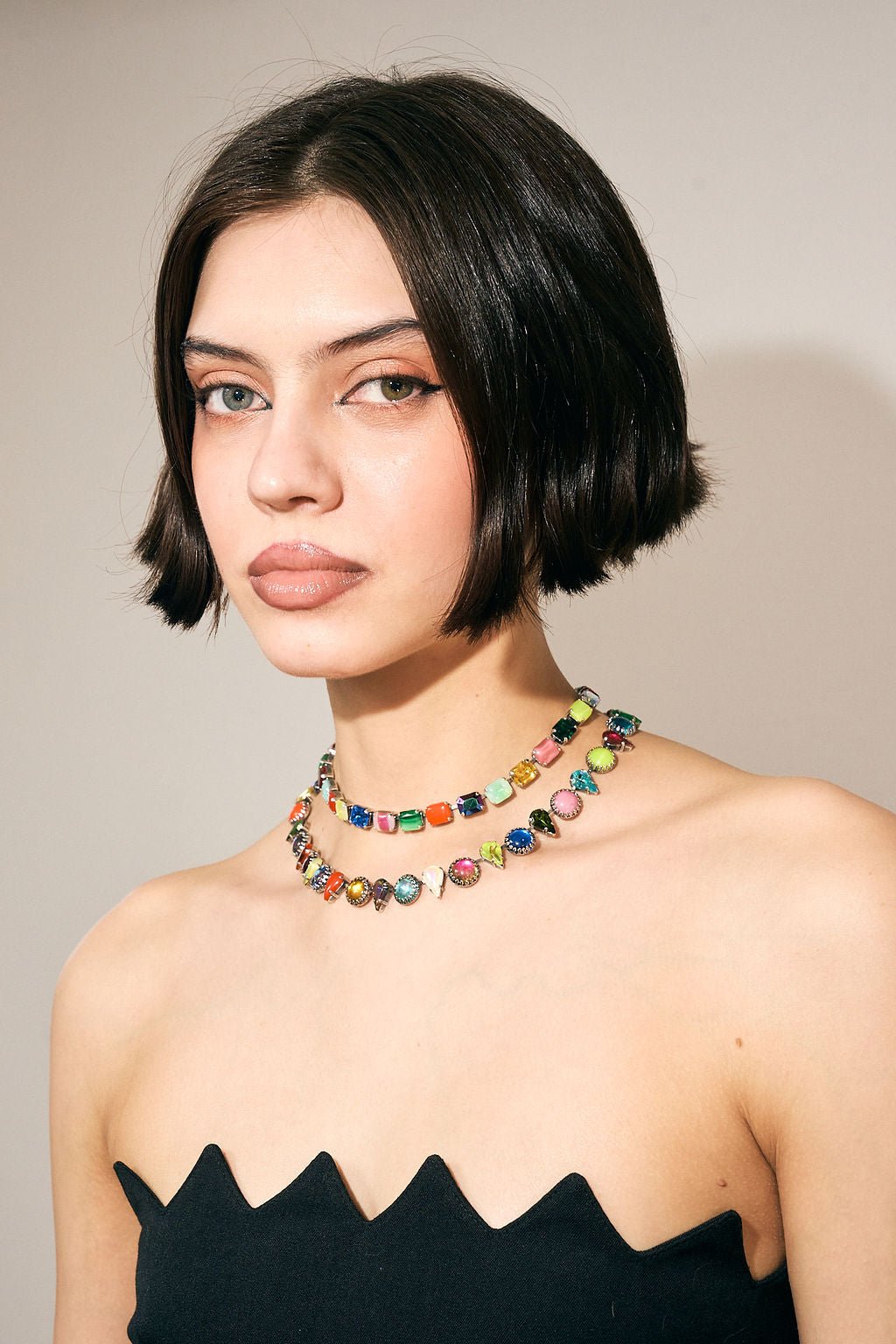 Layering Choker in Aurora Baguette (Silver) Vesper Obscura