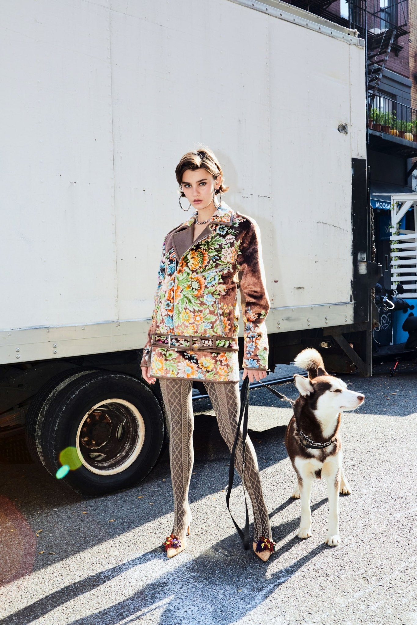 Vintage Tapestry Moto Jacket in Toffee Outerwear Vesper Obscura