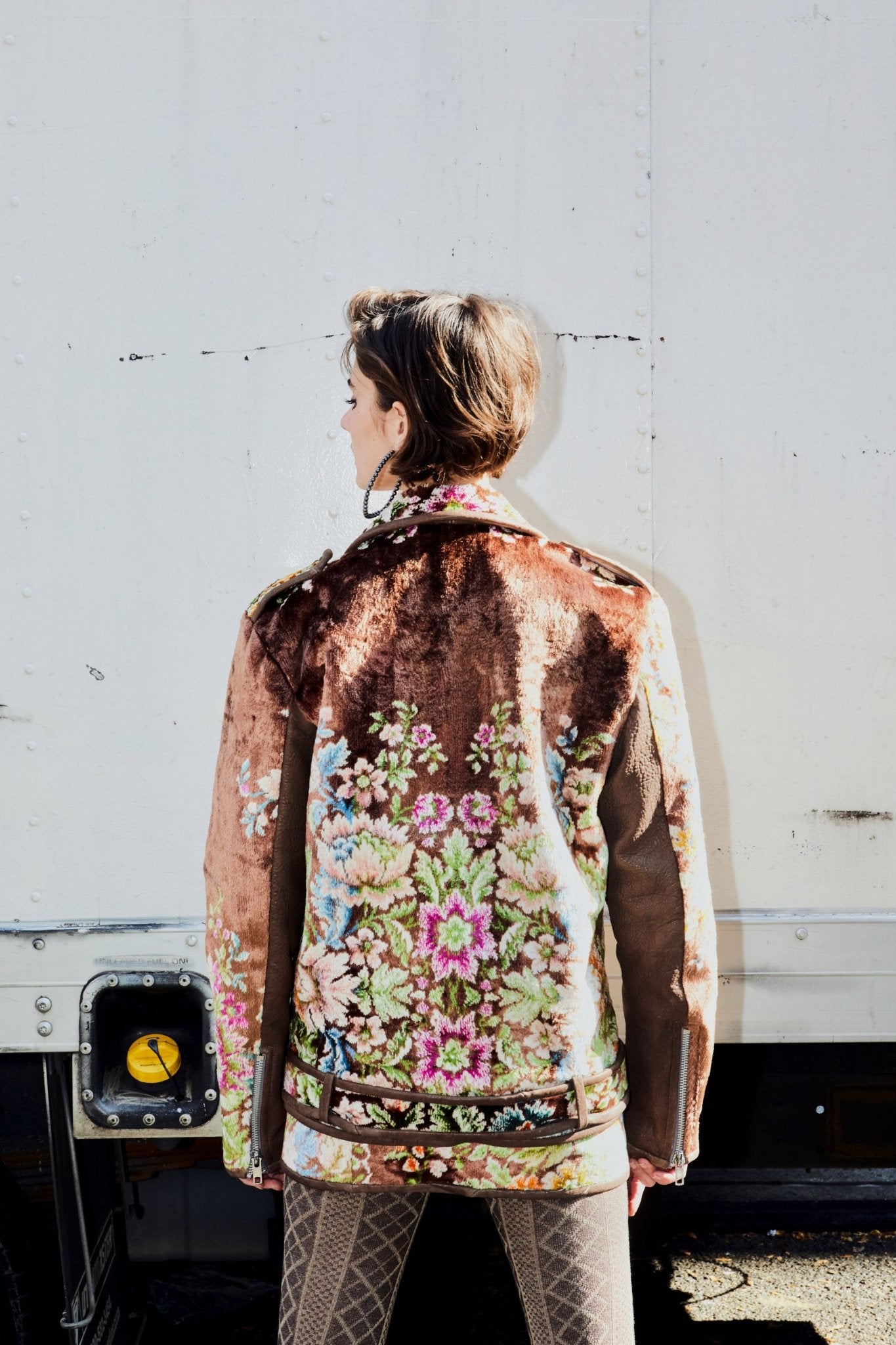 Vintage Tapestry Moto Jacket in Toffee Outerwear Vesper Obscura