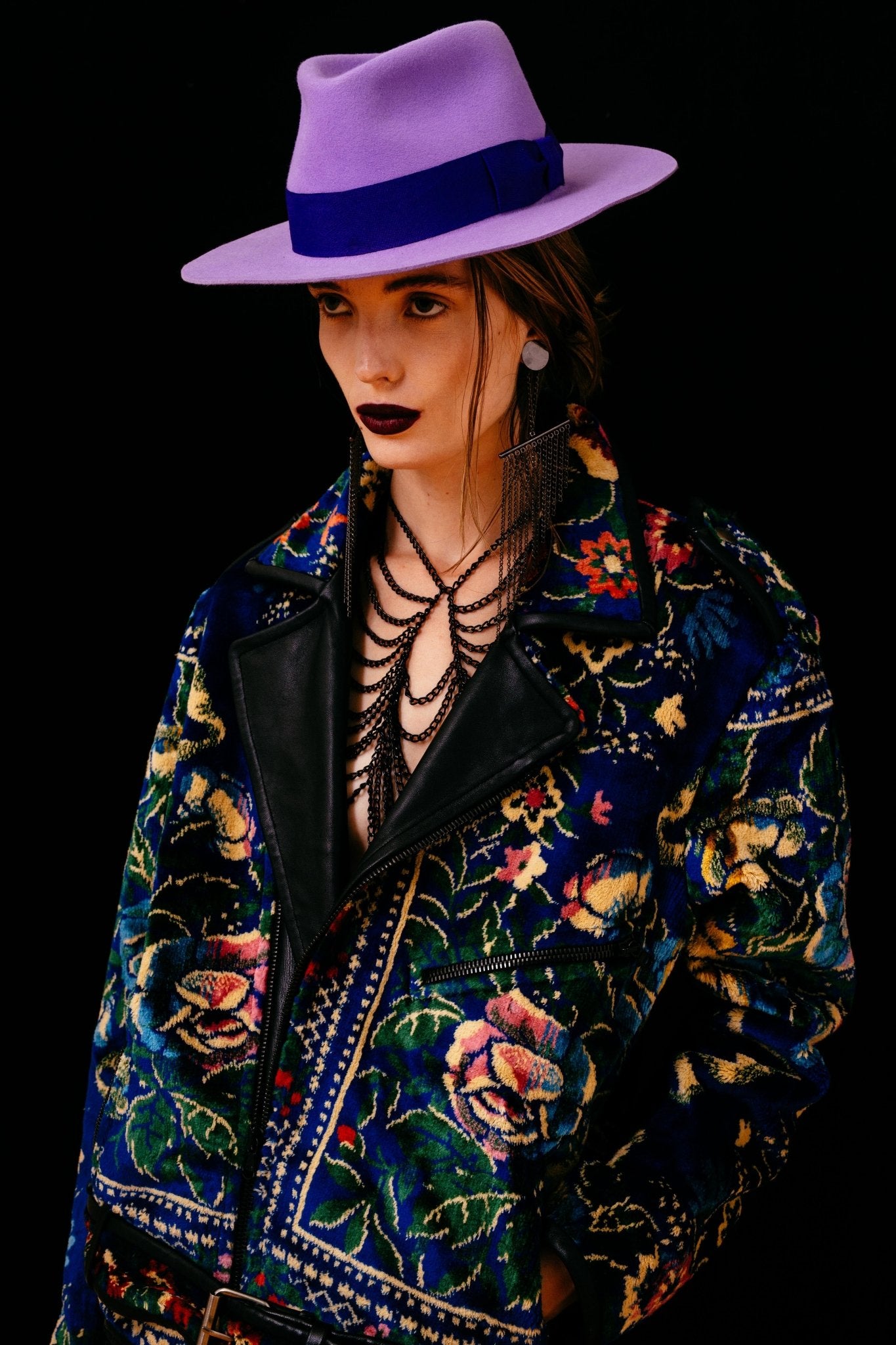 Vintage Tapestry Moto (IN Steely Azure) Outerwear Vesper Obscura