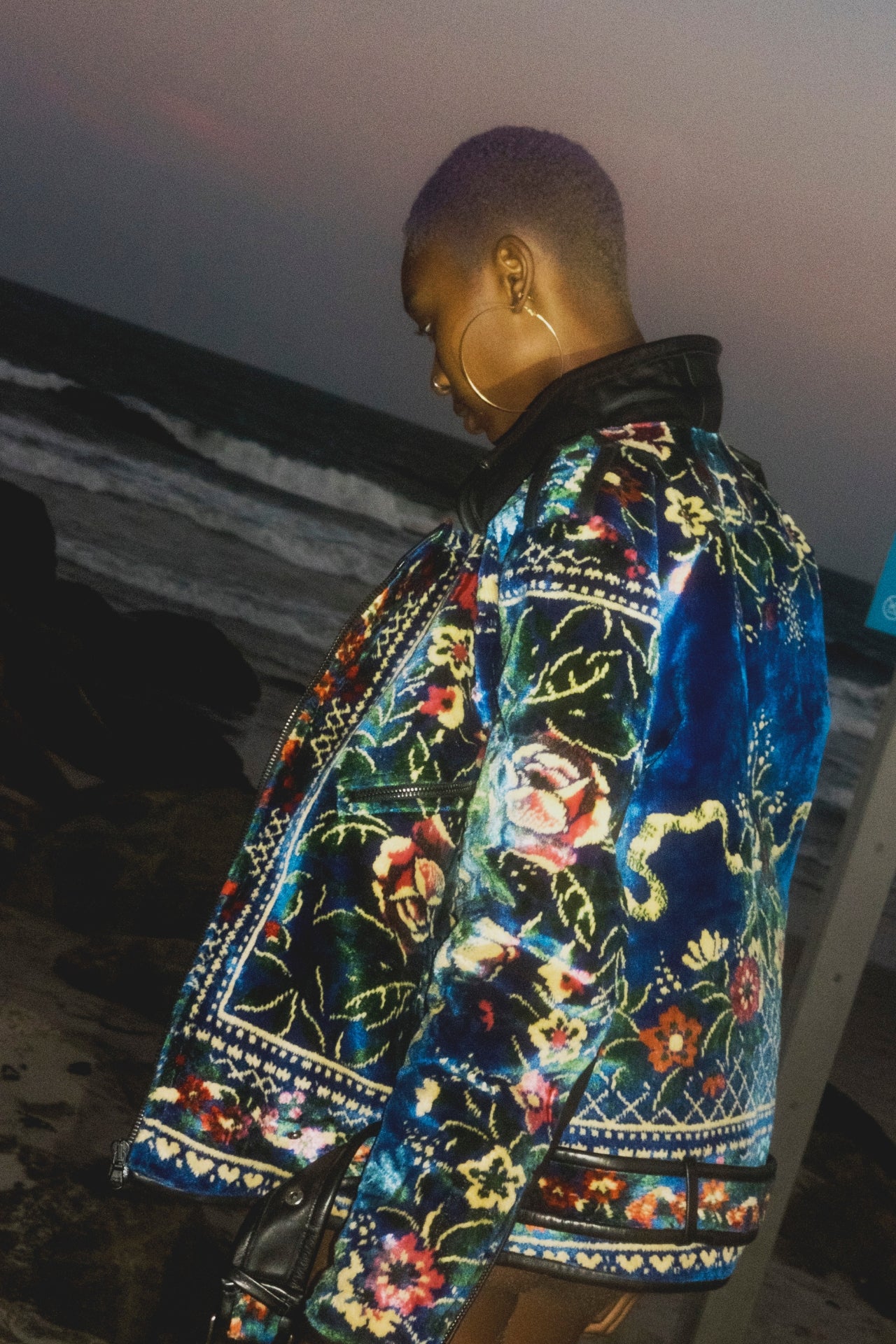 Vintage Tapestry Moto (IN Steely Azure) Outerwear Vesper Obscura