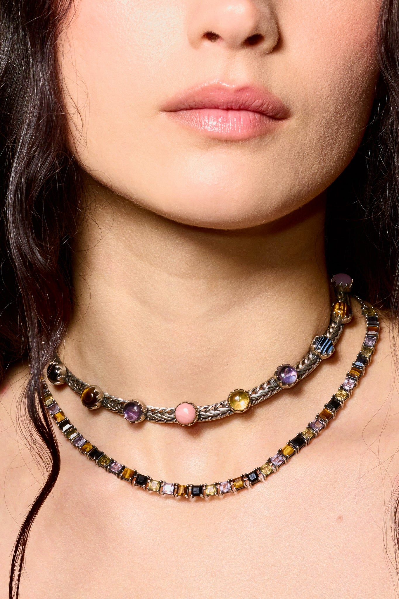 Tennis Necklace in Punk Rocks (Silver) Jewelry Vesper Obscura