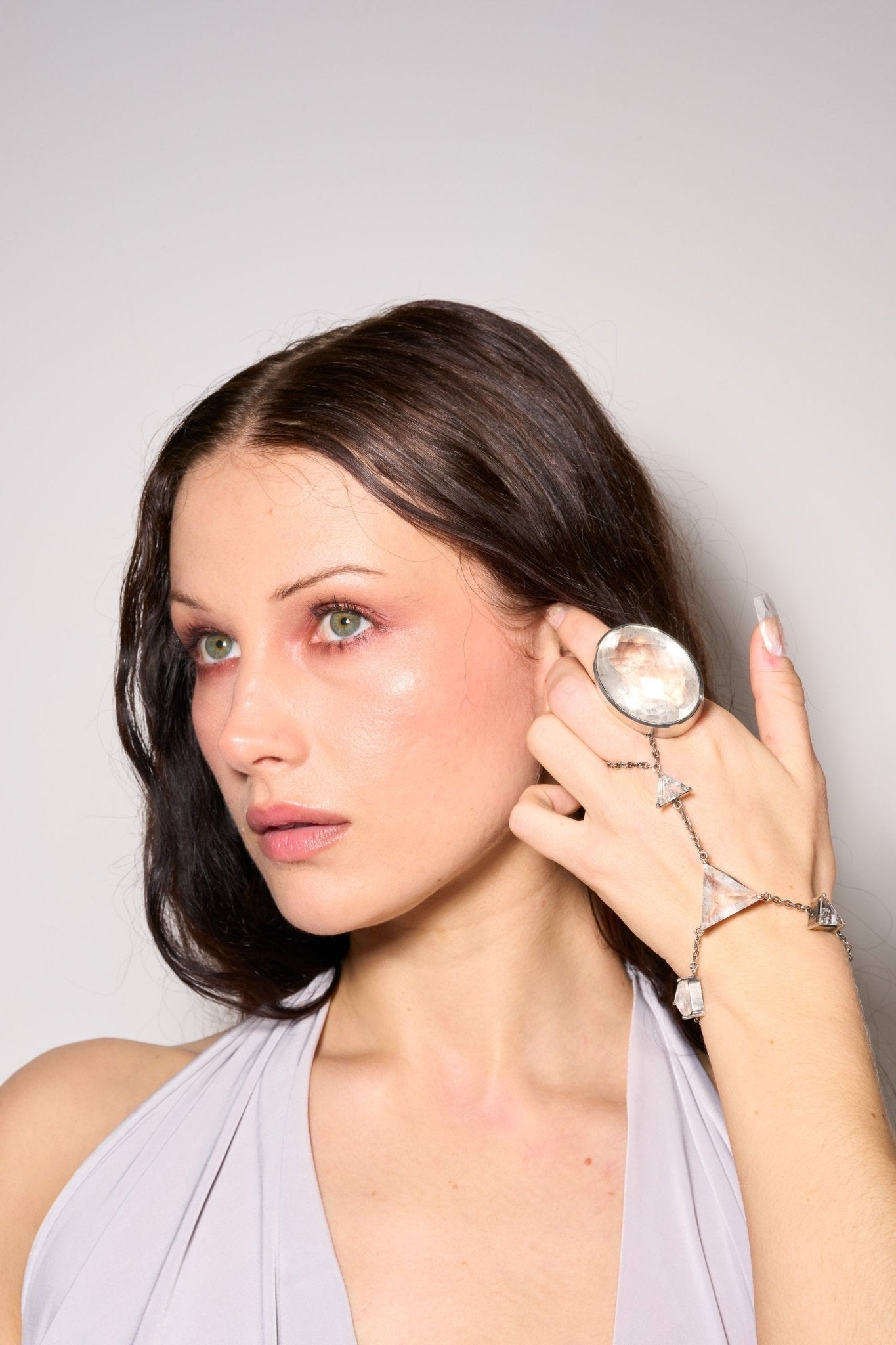 Oval Colossus Ring in Striated Crystal Jewelry Vesper Obscura