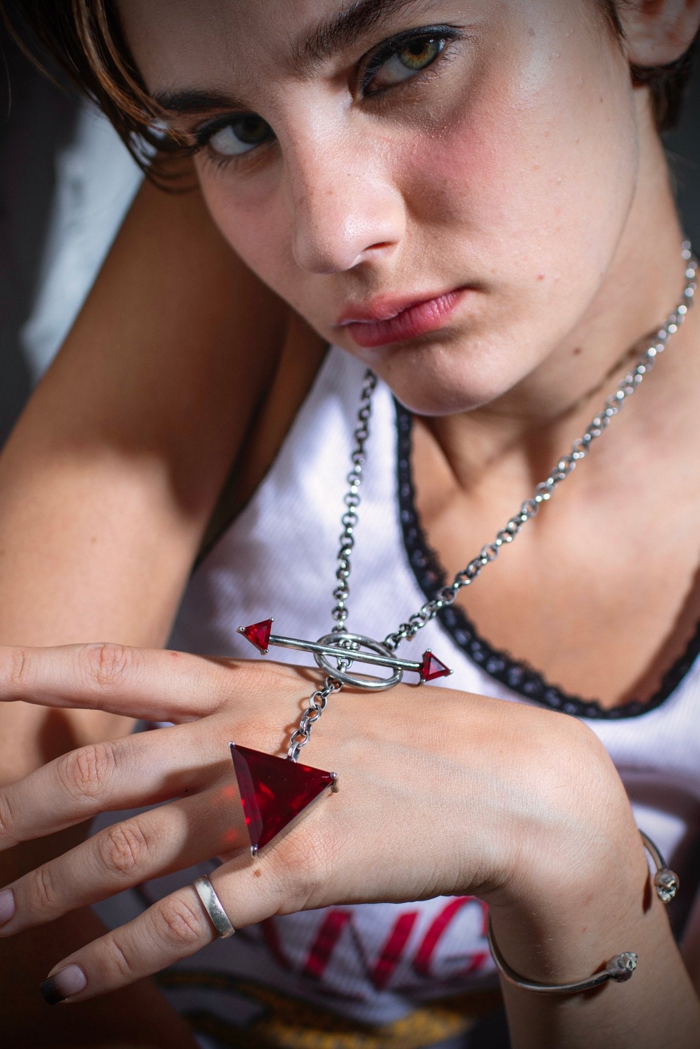 Gem Drop toggle necklace in Blood