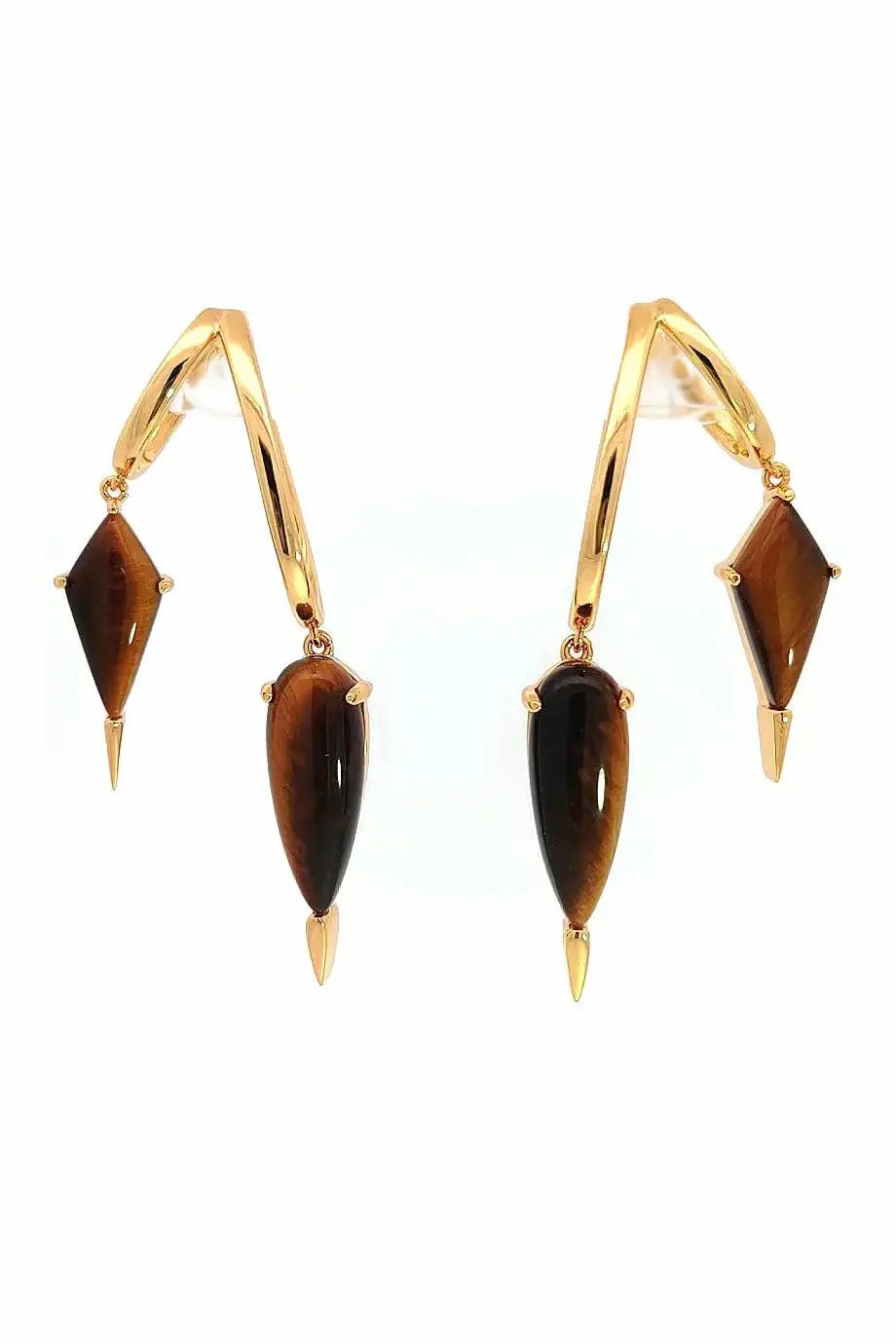 Gold Saber Tooth Double Cuff in Tiger Eye Jewelry Vesper Obscura