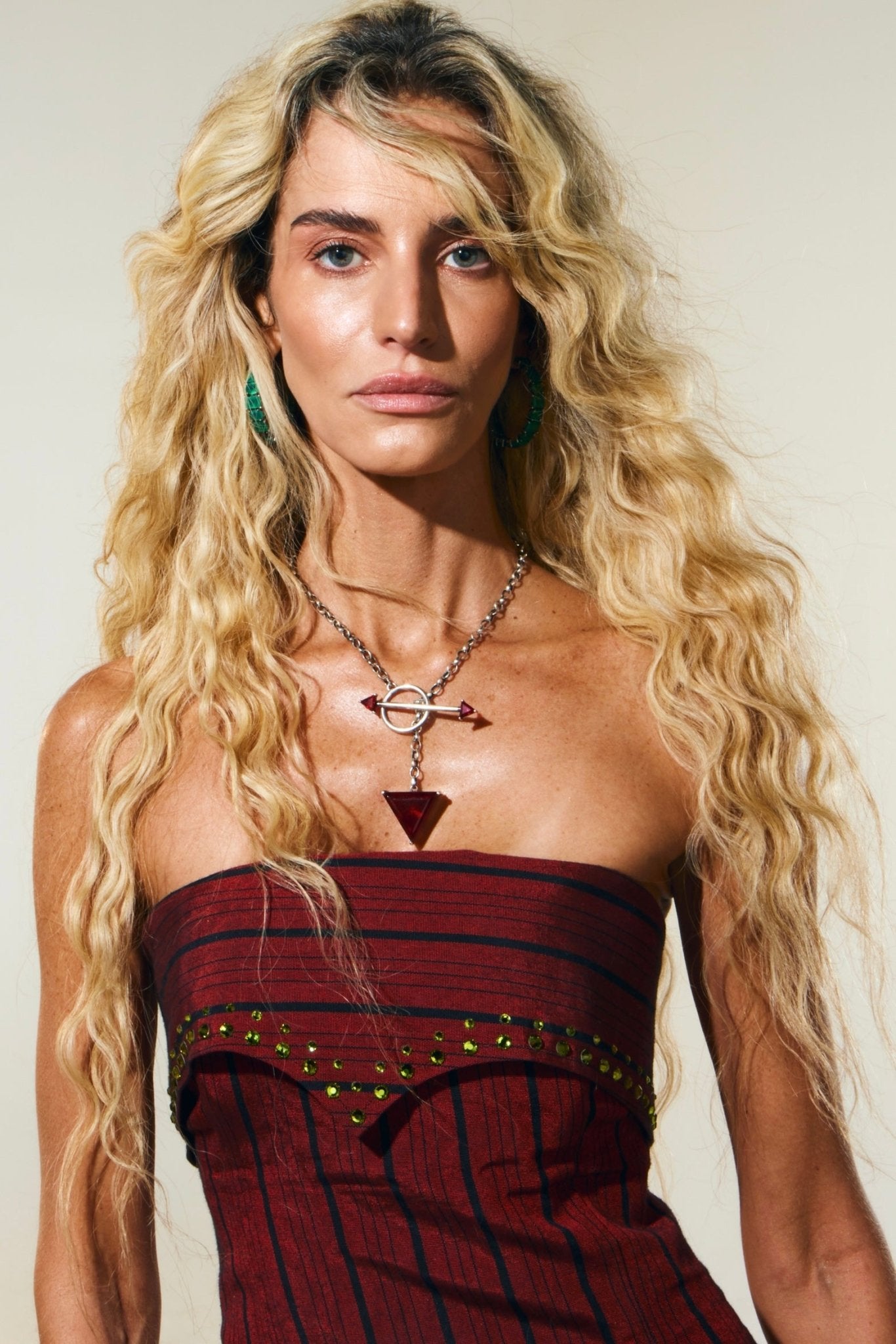 Gem Drop Toggle Necklace in Blood (Silver) SHIPS IN JANUARY