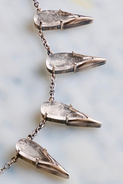 The Saber Tooth Necklace in Striated Crystal (Silver)