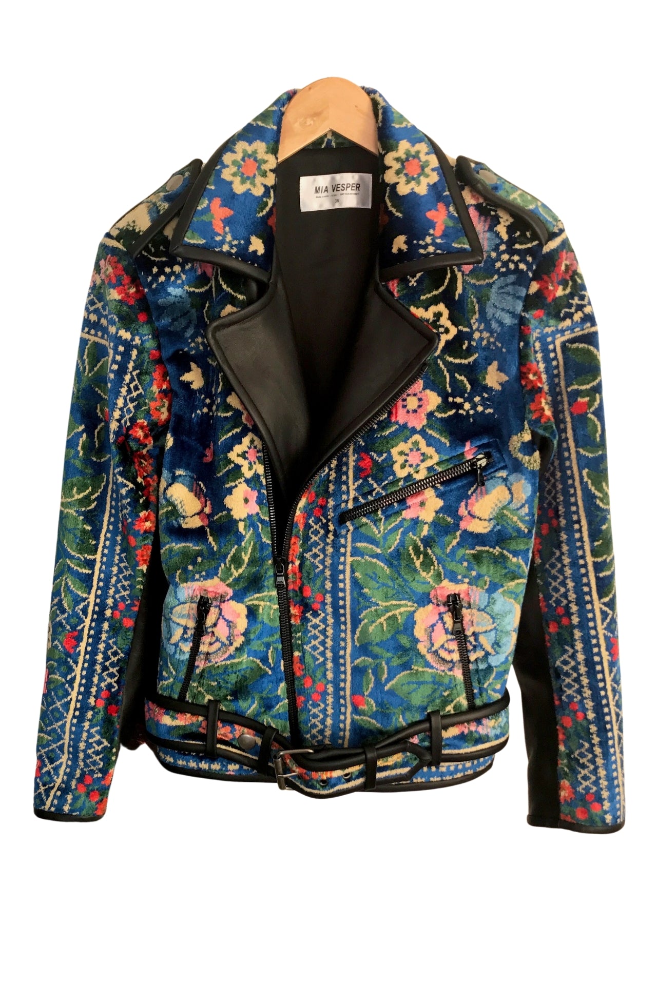 Vintage Tapestry Moto (IN Steely Azure) Outerwear Vesper Obscura