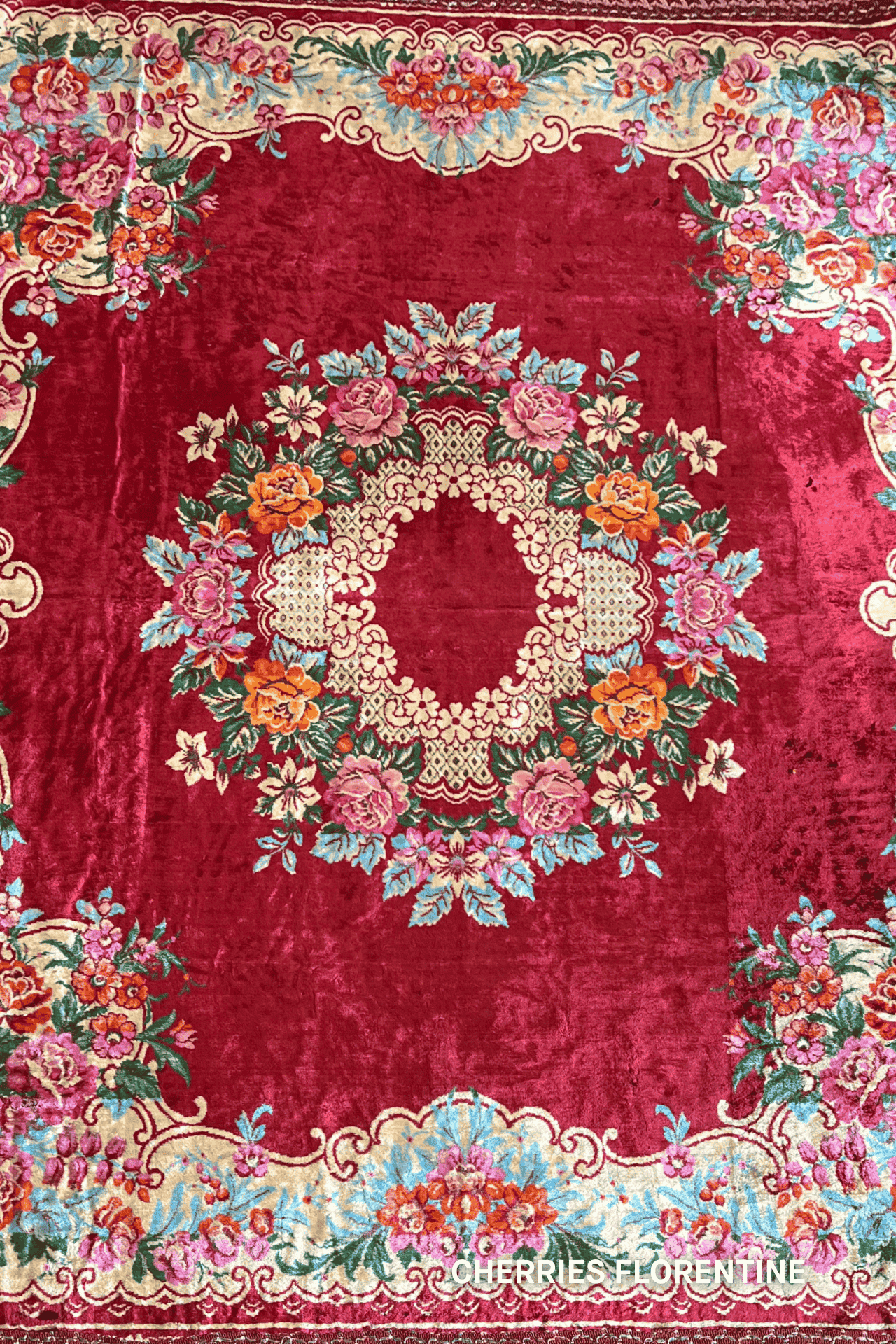 Custom Vintage Tapestry Moto Vesper Obscura CHERRIES FLORENTINE XS