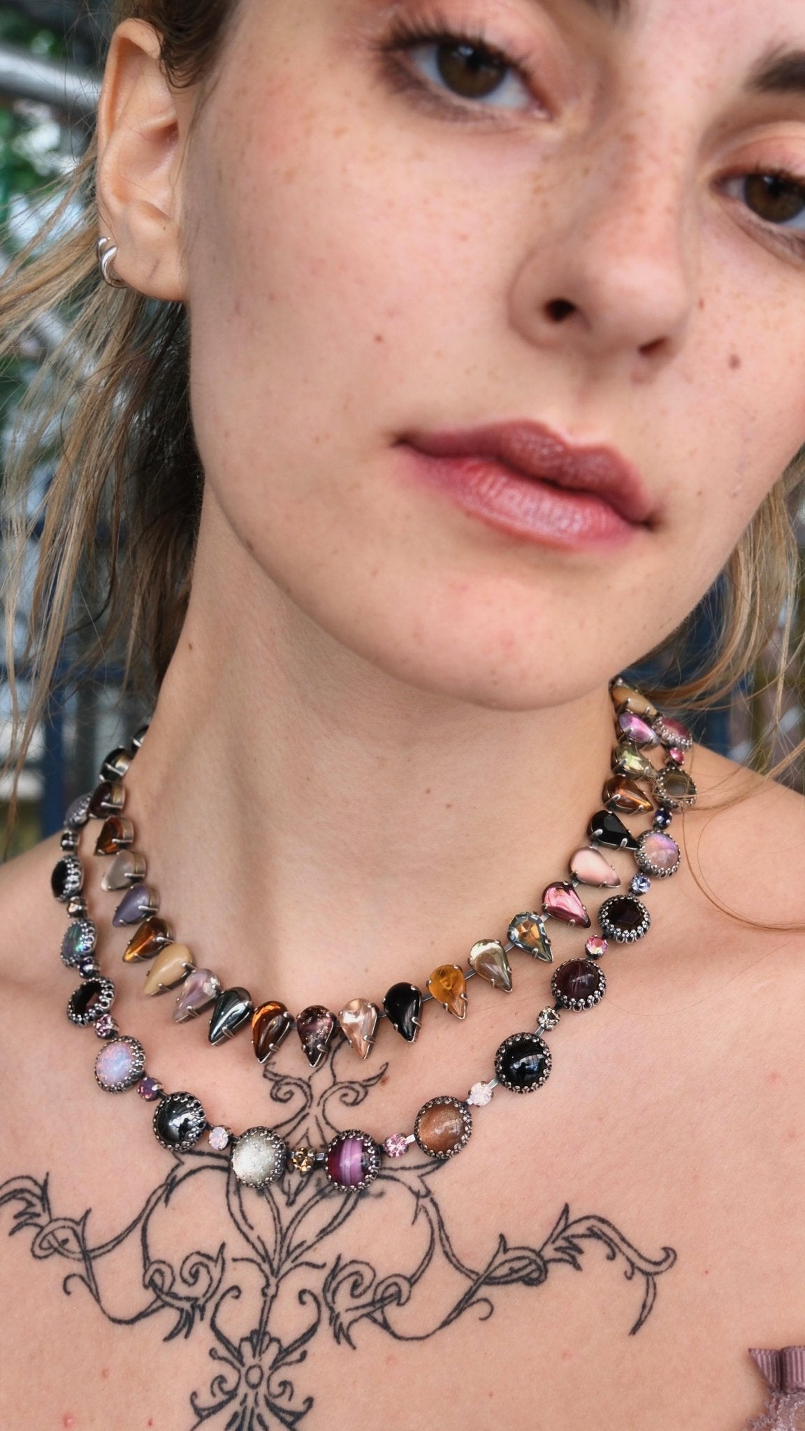 Fang Layering Choker in Punk Rocks (Silver) Jewelry Vesper Obscura