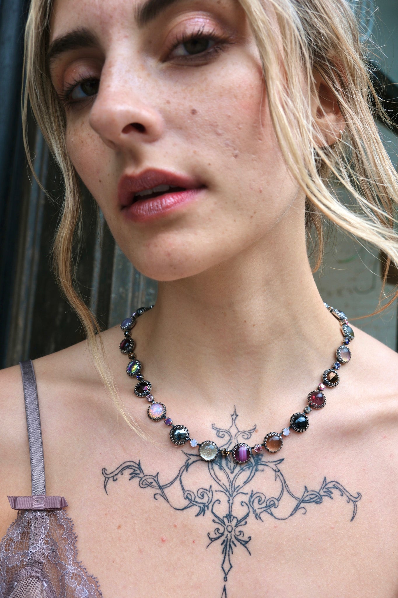 Paint Pot Layering Choker in Punk Rocks (Silver) Jewelry Vesper Obscura