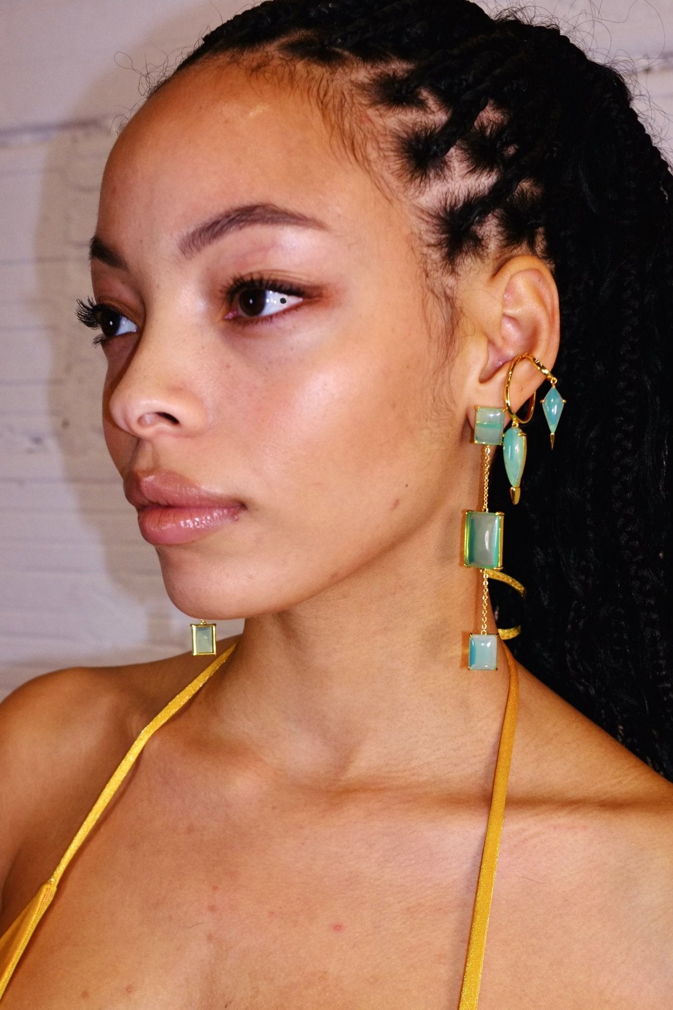 Gold Atrium Earrings in Celadon Jewelry Vesper Obscura