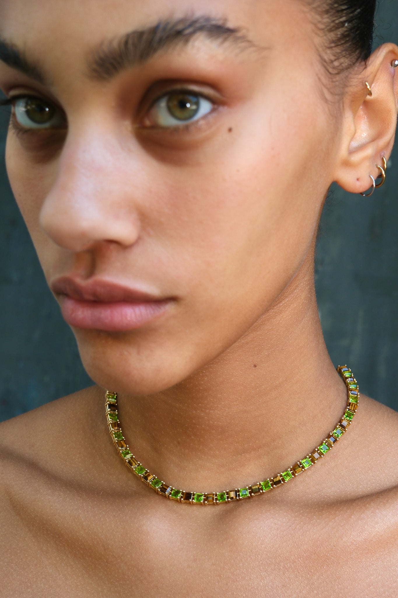 Genuine Tiger Eye And Poison Dart Tennis Necklace (Gold) Jewelry Vesper Obscura