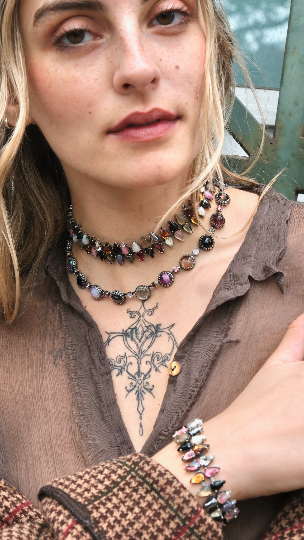 Paint Pot Layering Choker in Punk Rocks (Silver) Jewelry Vesper Obscura