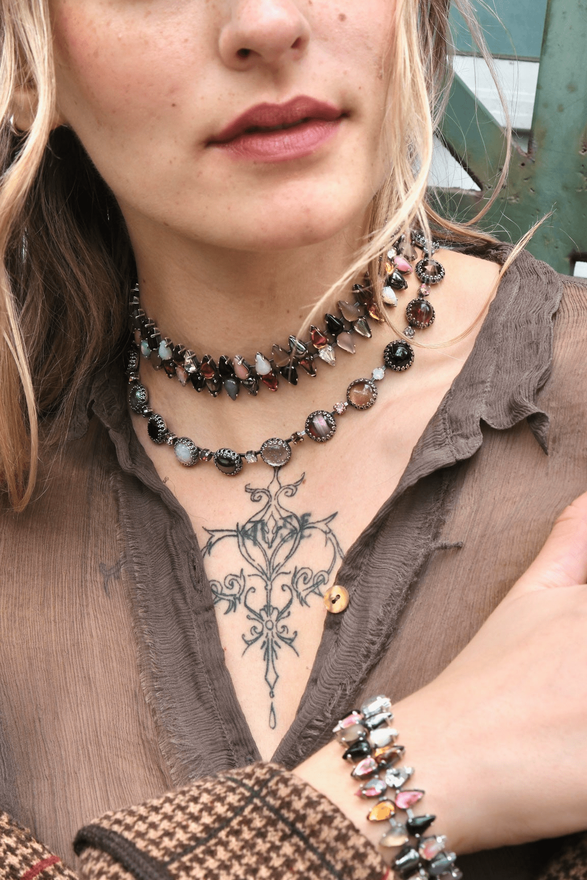 Paint Pot Layering Choker in Punk Rocks (Silver)