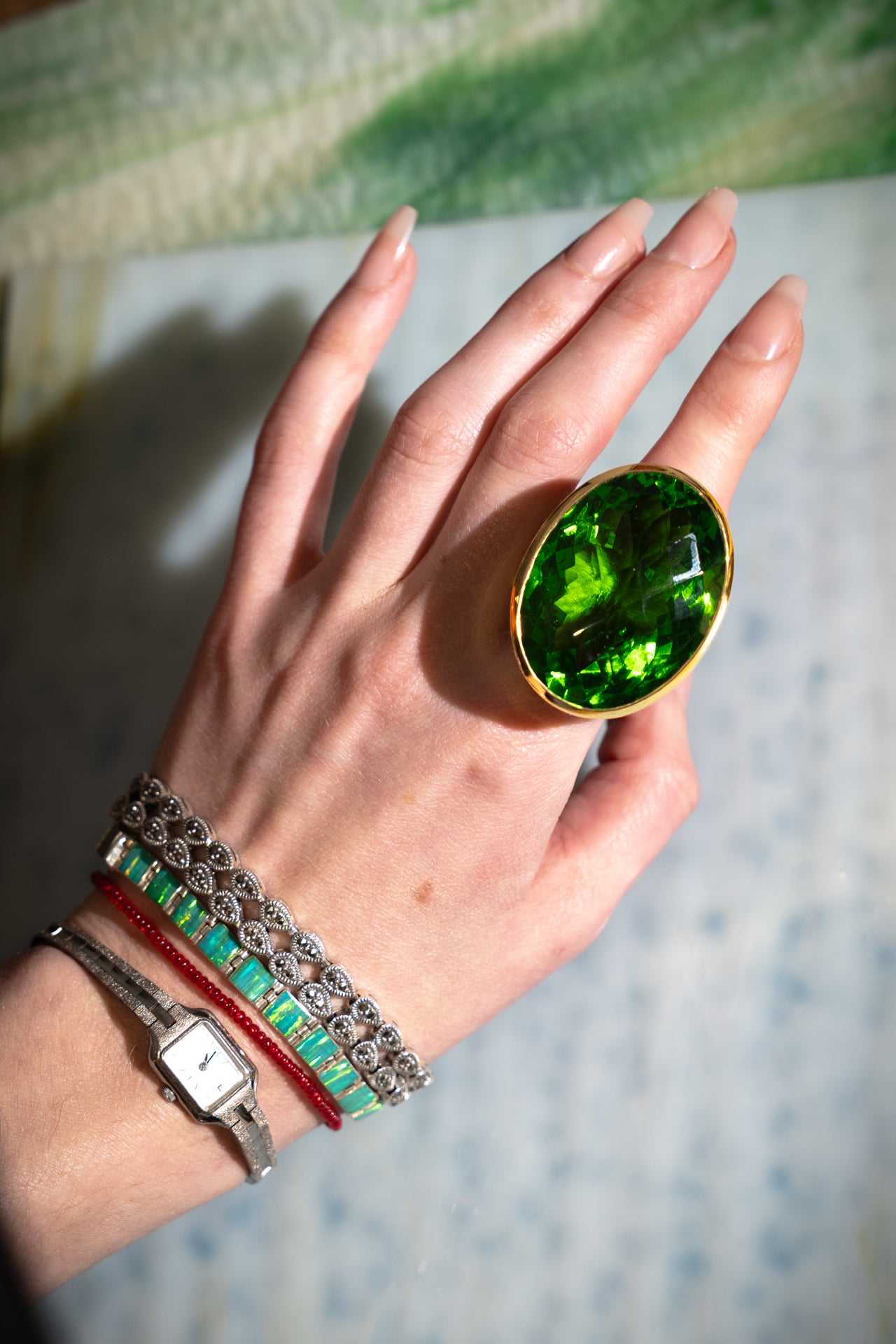 Oval Colossus Ring in Green Envy (Gold)