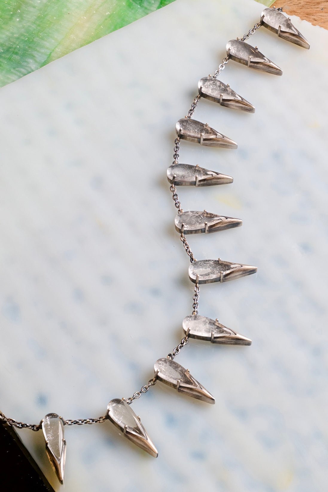 The Saber Tooth Necklace in Striated Crystal (Silver)