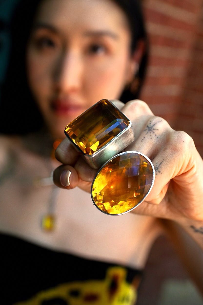 Square Goliath Ring in Golden Jewelry Vesper Obscura