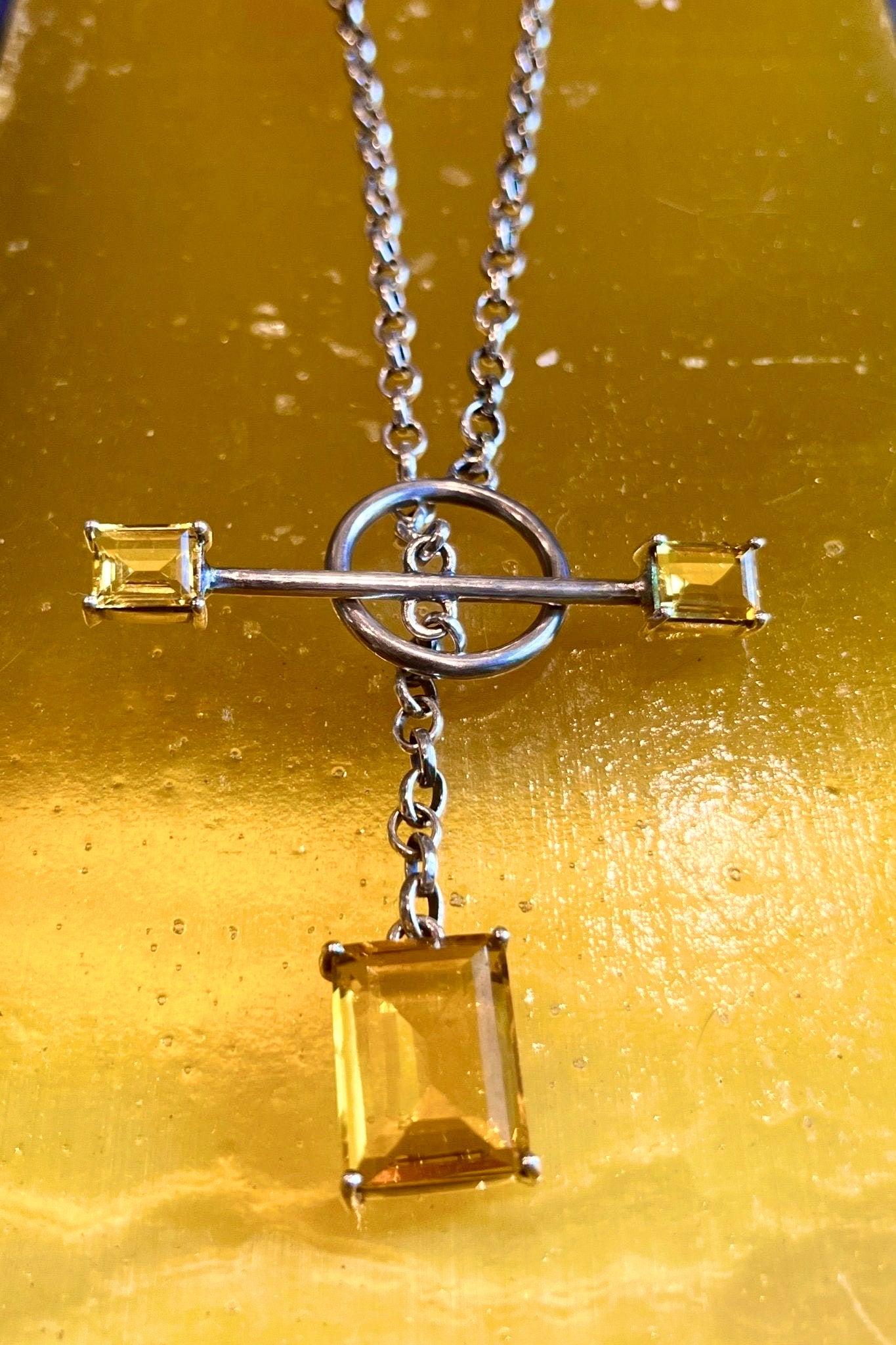 Gem Drop Toggle Necklace in Golden Jewelry mia vesper
