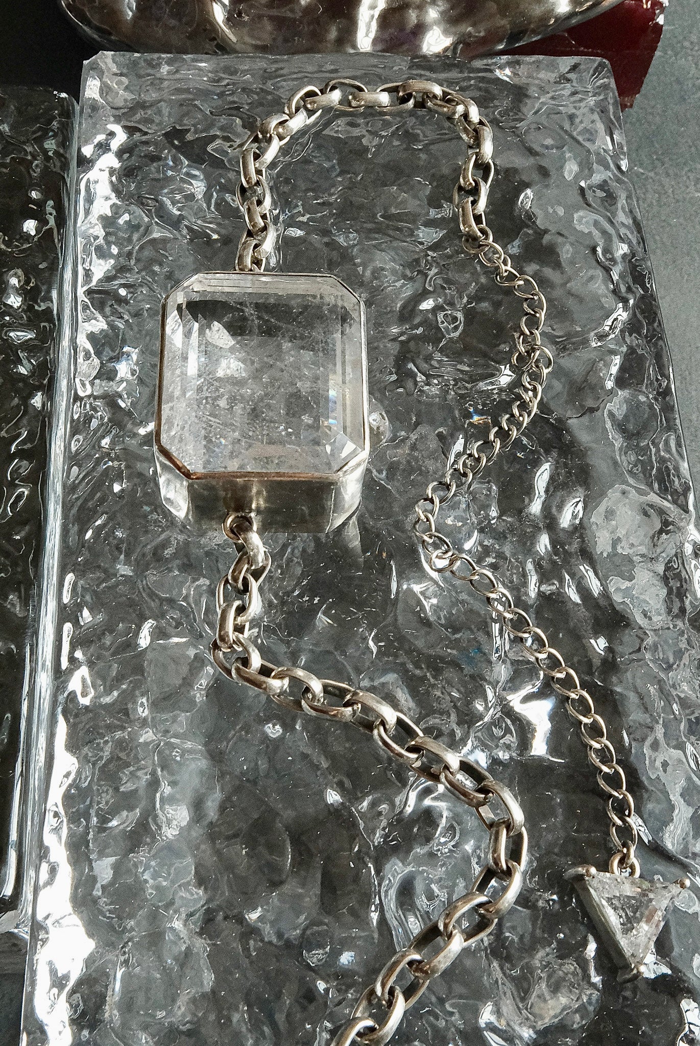 Square Goliath Choker in Striated Crystal (Silver) Jewelry Vesper Obscura