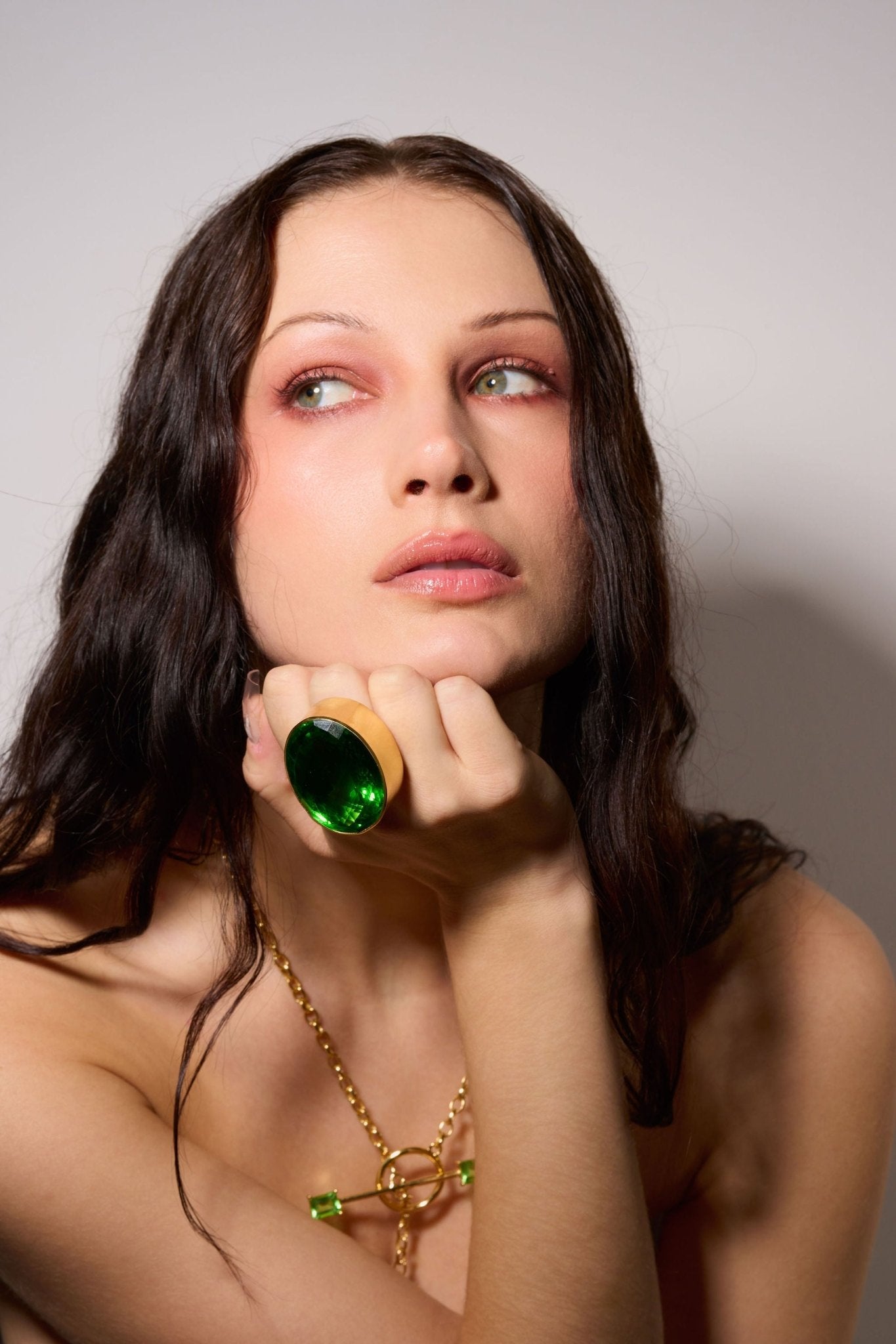 Oval Colossus Ring in Green Envy (Gold) Jewelry Vesper Obscura