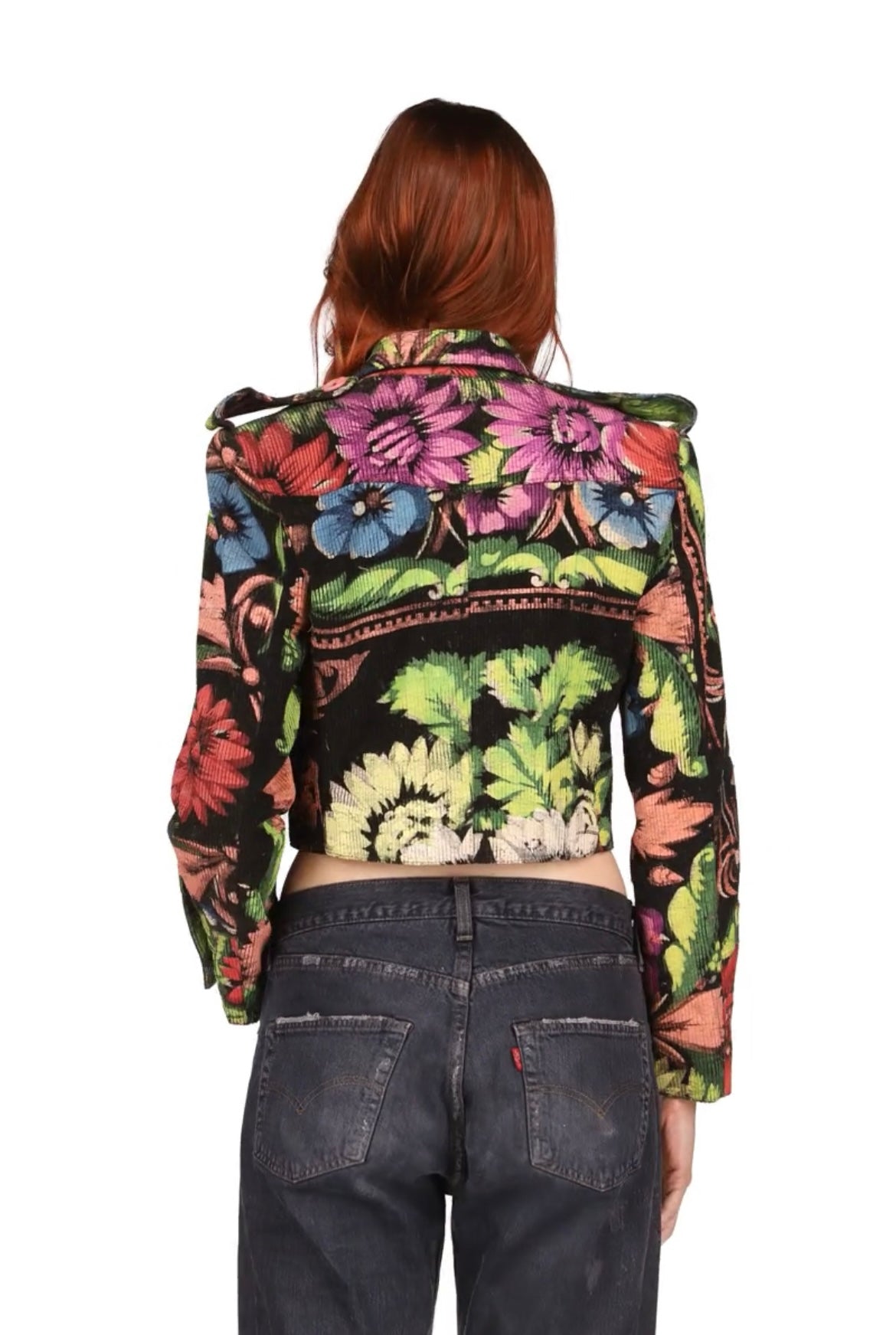 Mia Vesper Hand Painted Cropped Vintage Tapestry Jacket - S mia vesper