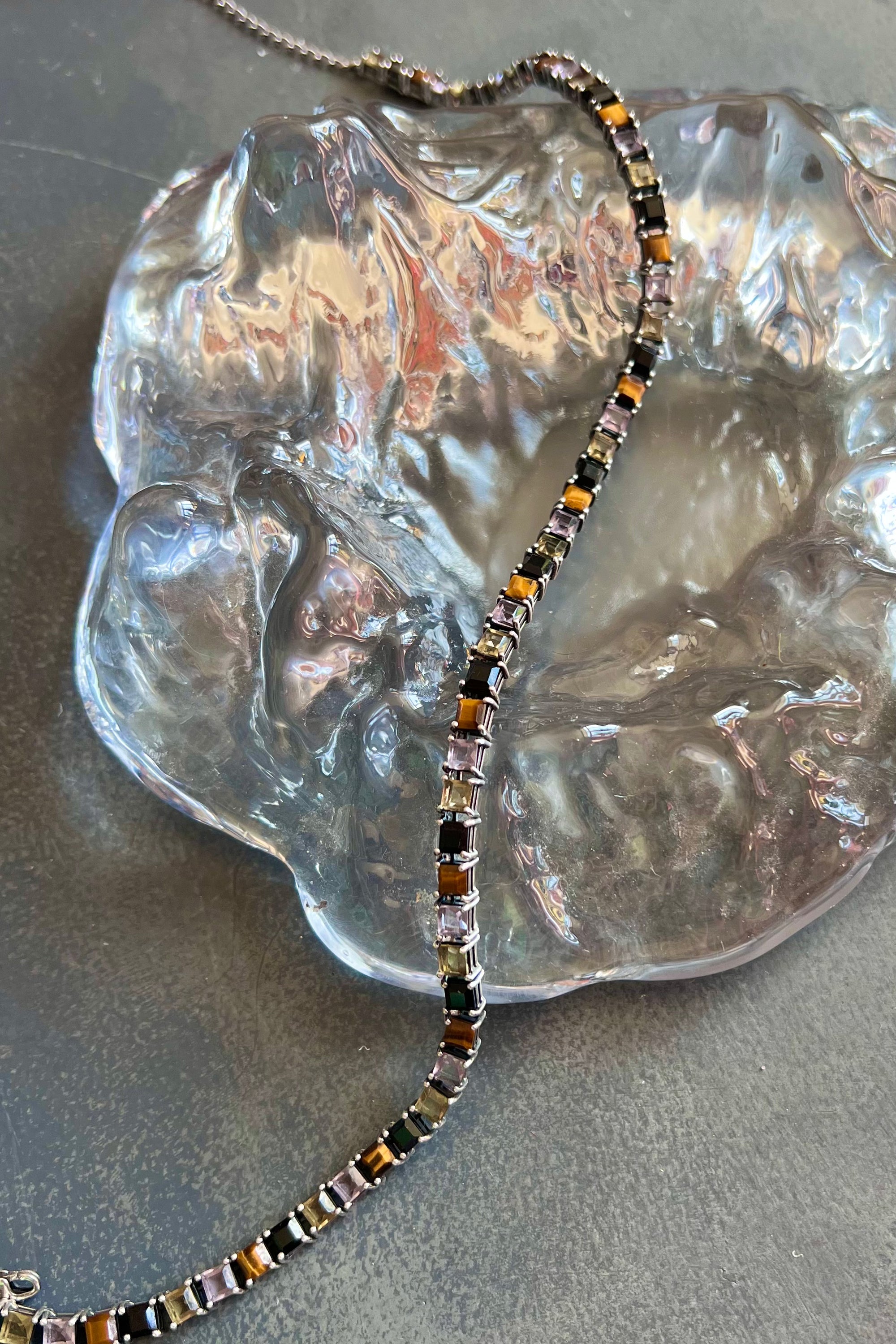 Tennis Necklace in Punk Rocks (Silver) Jewelry Vesper Obscura