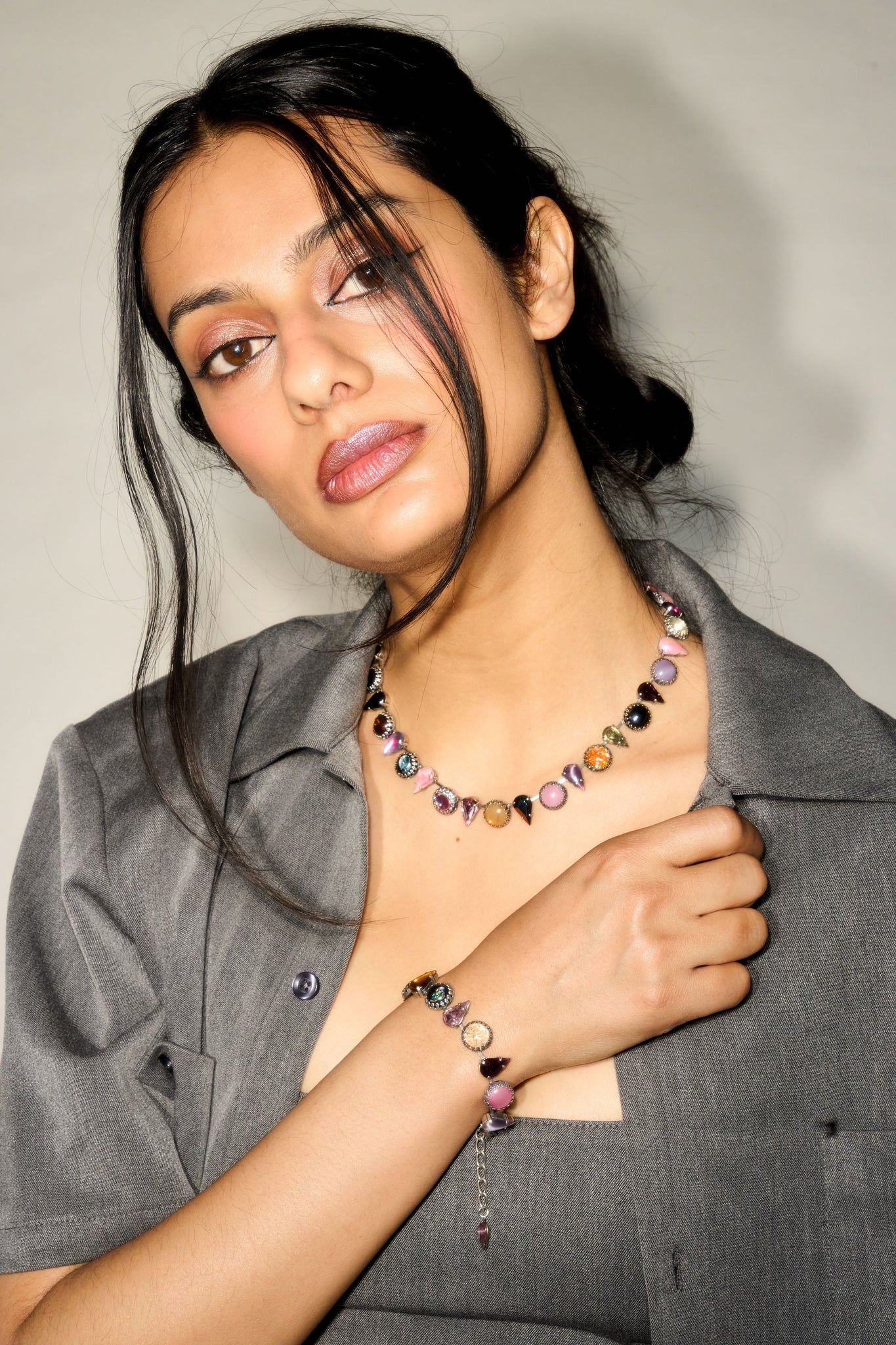 Layering Bracelet in Punk Rocks (Silver) Jewelry mia vesper