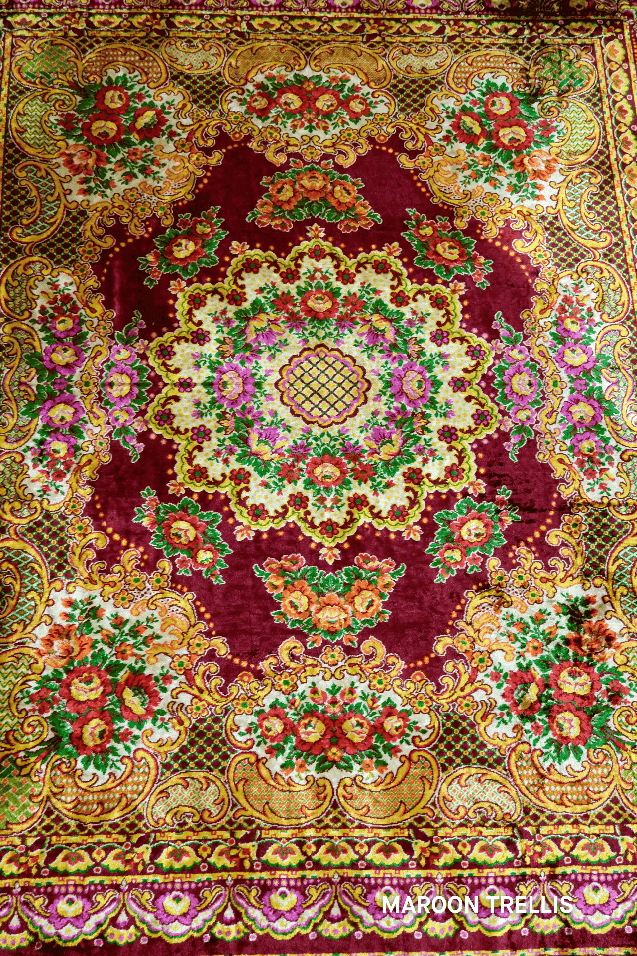 Custom Vintage Tapestry Moto Vesper Obscura MAROON TRELLIS XS