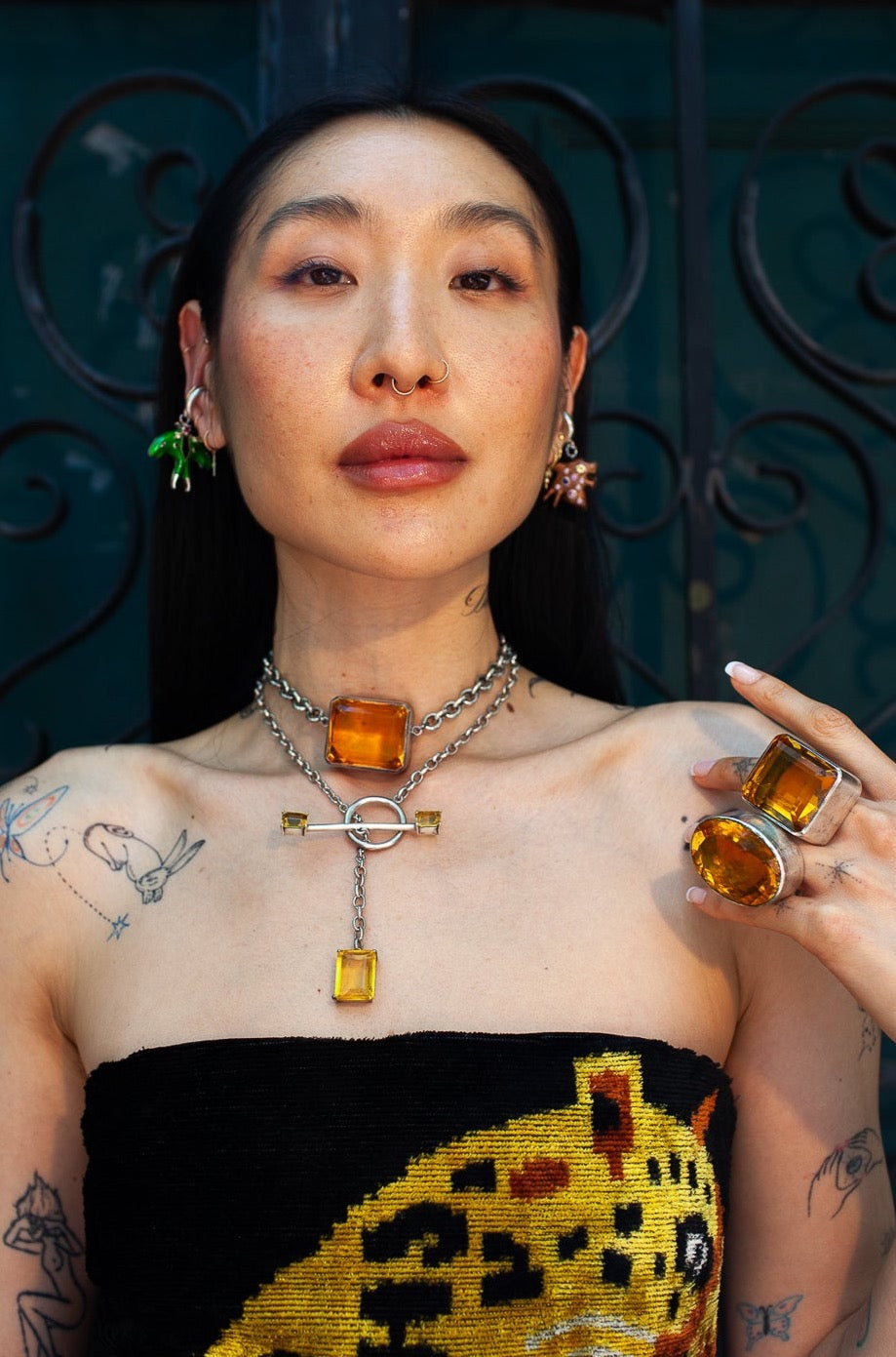 Square Goliath Choker in Golden (Silver) Jewelry Vesper Obscura