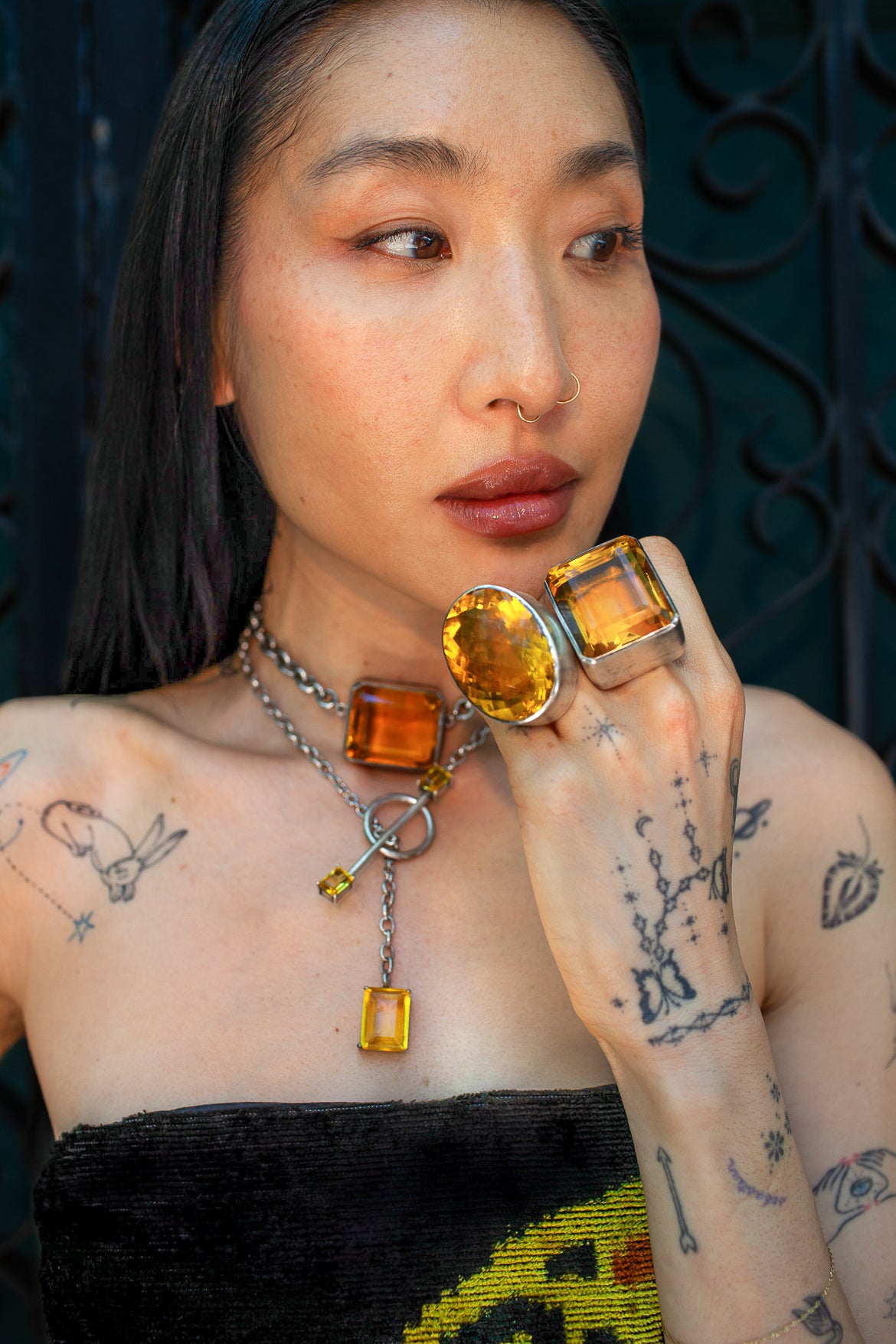 Square Goliath Ring in Golden Jewelry Vesper Obscura