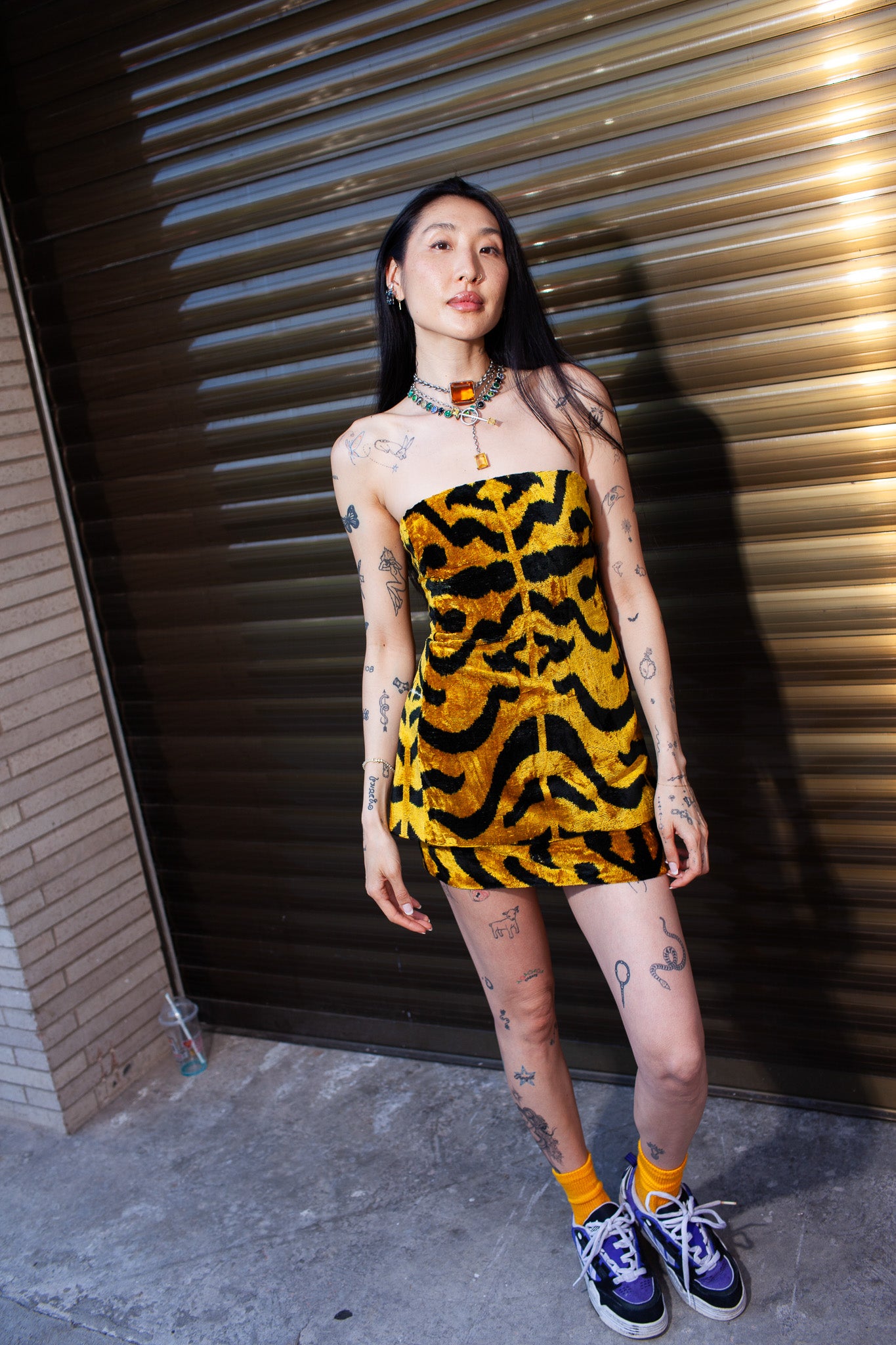 Silk Velvet Micro Skirt in Citrine BENGAL Bottoms Vesper Obscura