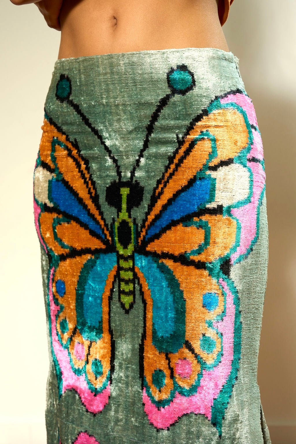 Uzbek Silk Velvet Butterfly Skirt - Luxe & Unique – mia vesper