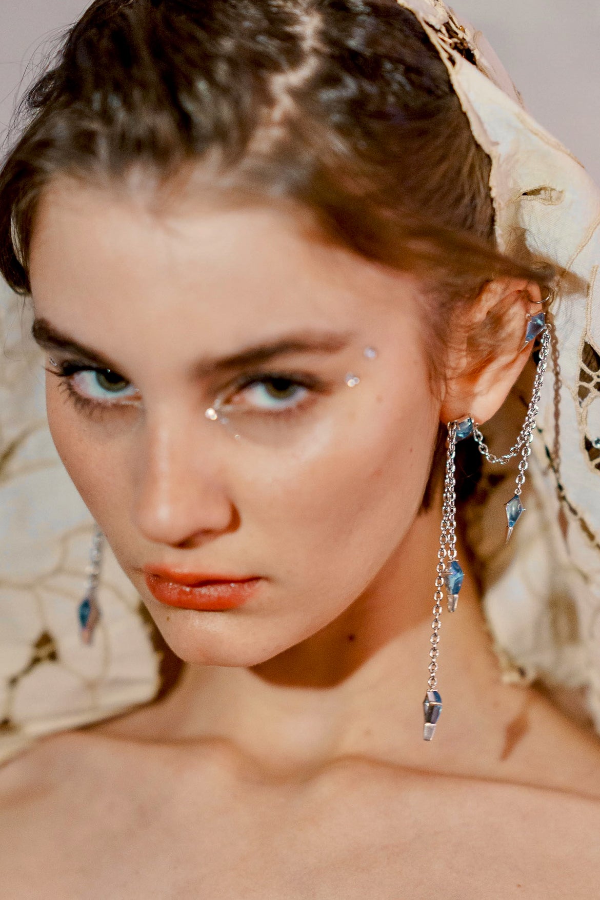 Fang Swoop Cuff in Sky Blue (Silver) Jewelry Vesper Obscura
