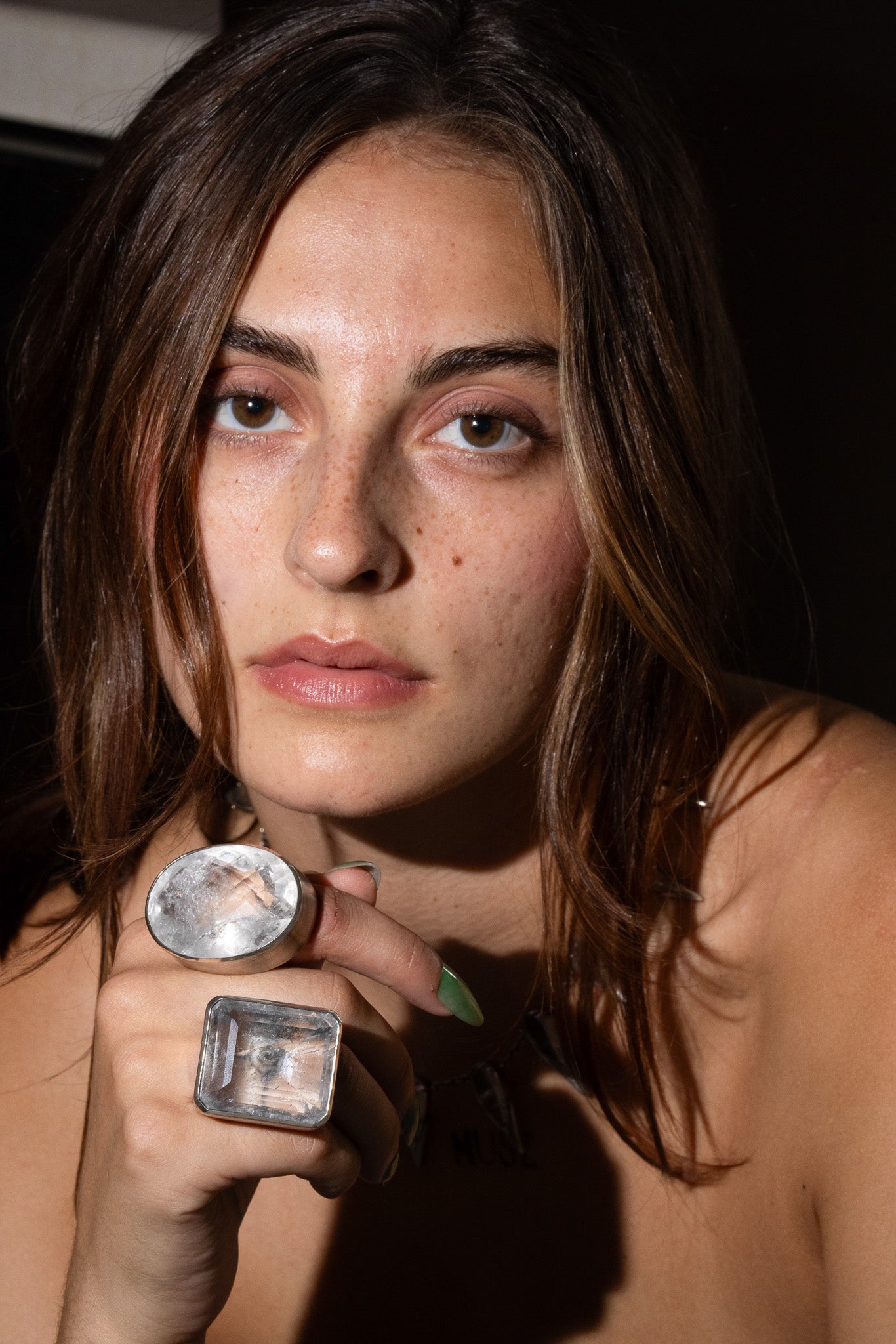 Oval Colossus Ring in Striated Crystal Jewelry Vesper Obscura