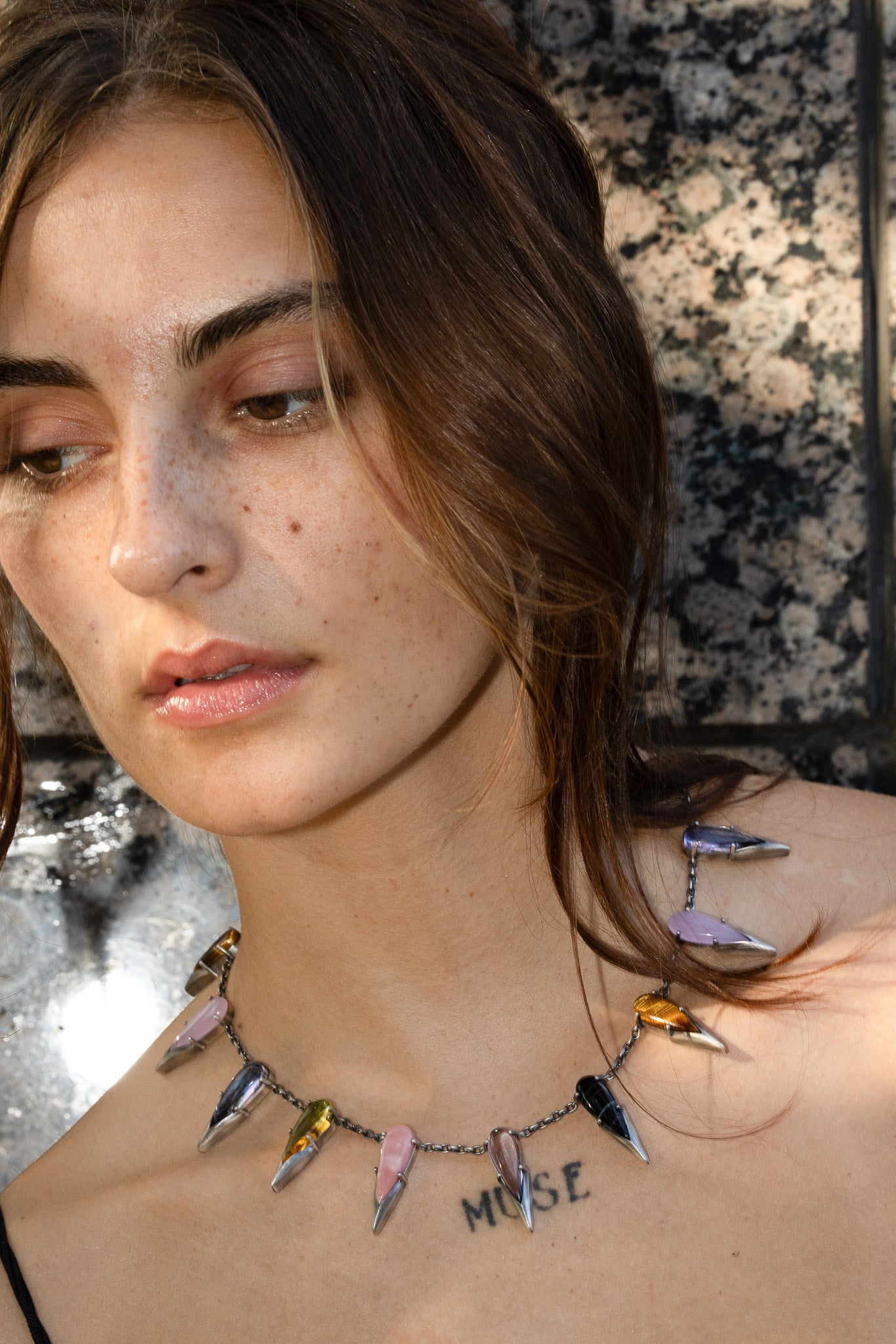 The Saber Tooth Necklace in Punk Rocks (Silver) Vesper Obscura
