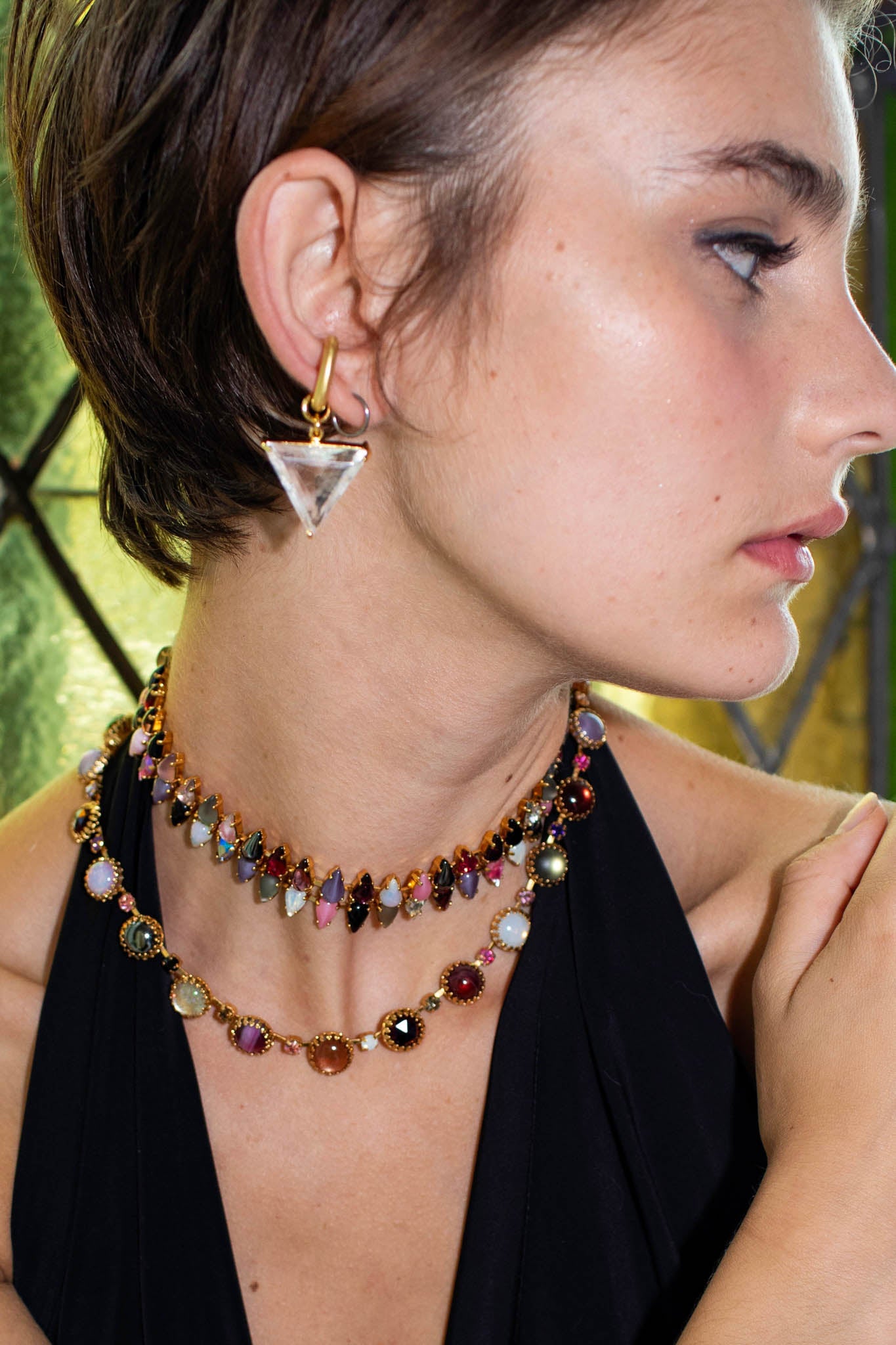 Paint Pot Layering Choker in Punk Rocks (Gold)