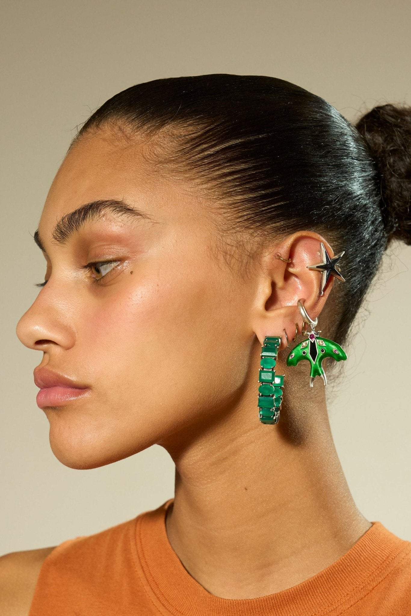Silver Luna Moth Enamel Ear Cuff Jewelry Vesper Obscura