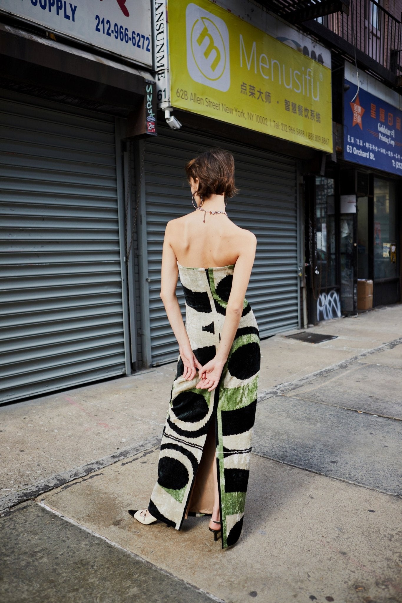 Uzbek Silk Velvet Column Dress in Bau Haus Dresses mia vesper