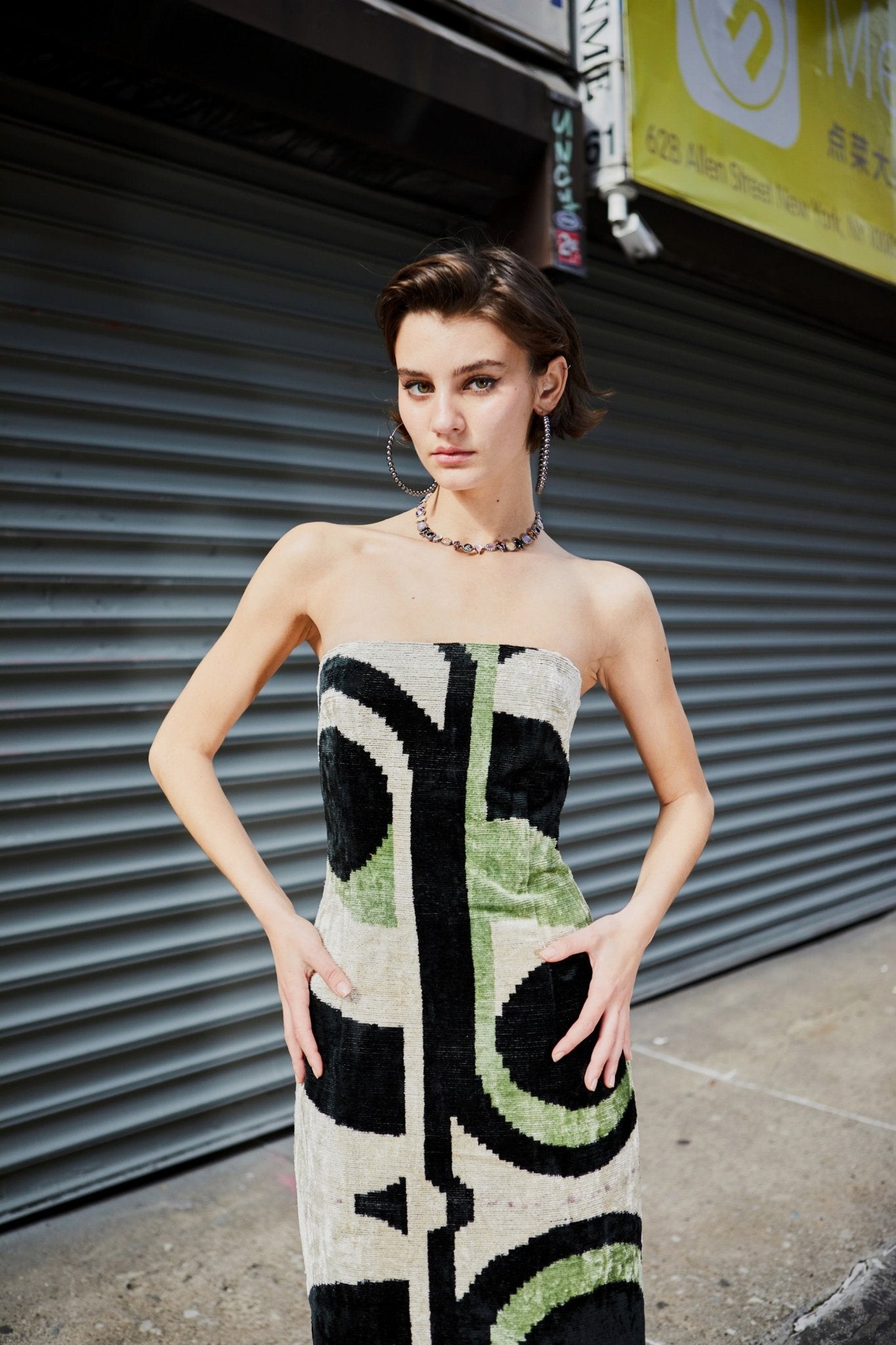 Uzbek Silk Velvet Column Dress in Bau Haus Dresses mia vesper