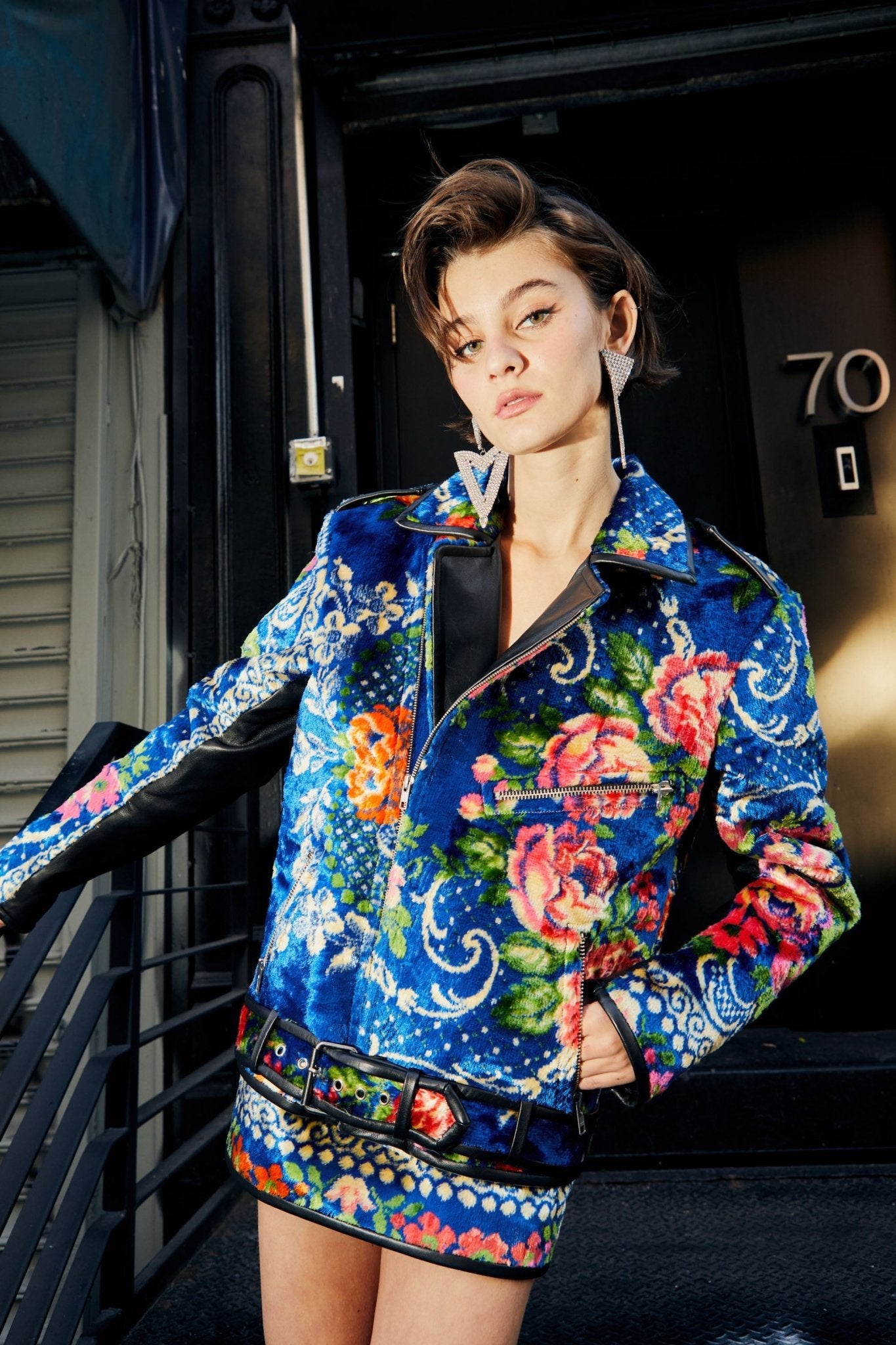 Vintage Tapestry Moto (IN Tanzanite blue) Outerwear Vesper Obscura