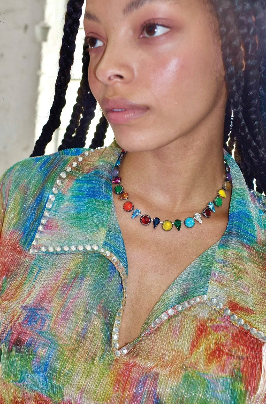 Layering Choker in Kaleidoscope (Silver)