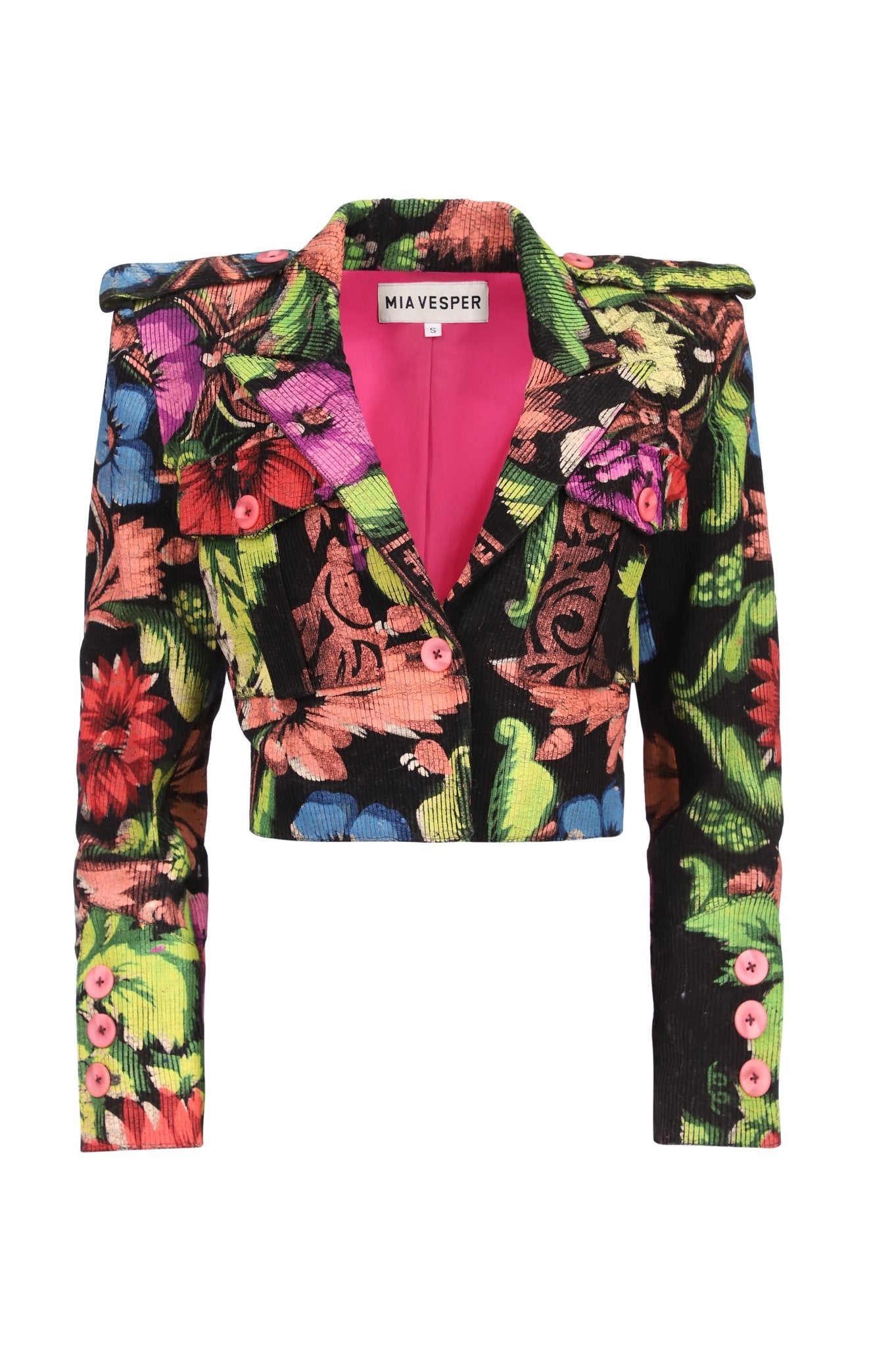 Mia Vesper Hand Painted Cropped Vintage Tapestry Jacket - S mia vesper